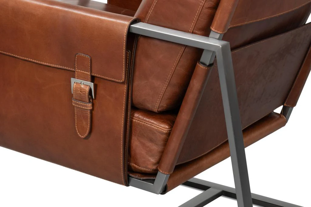 Edmonds Brown Distilled Leather Chair - Image 6