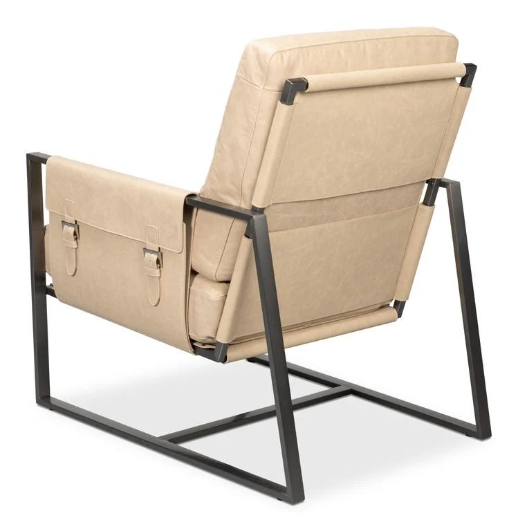 Edmonds White Distilled Leather Chair - Image 3