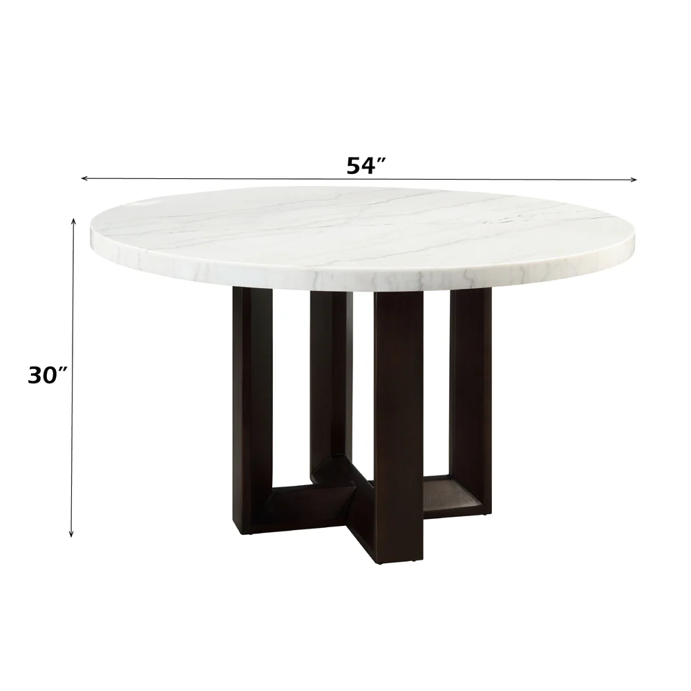 Edwyn White Natural Marble Top/Espresso Round Dining Table - Image 6
