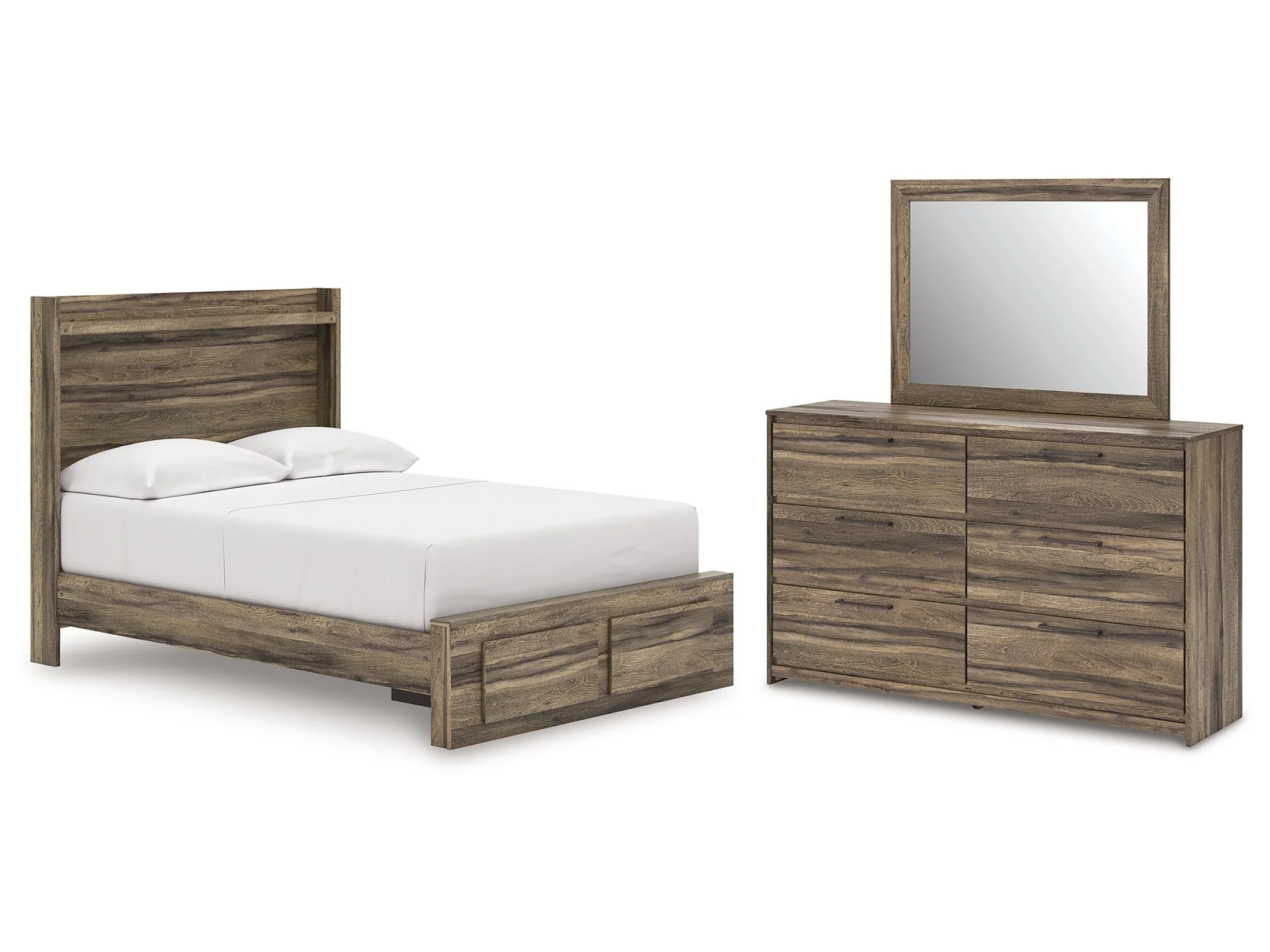 Elbrim Brown Full Panel Storage Bed, Dresser and Mirror (Online Special Price)