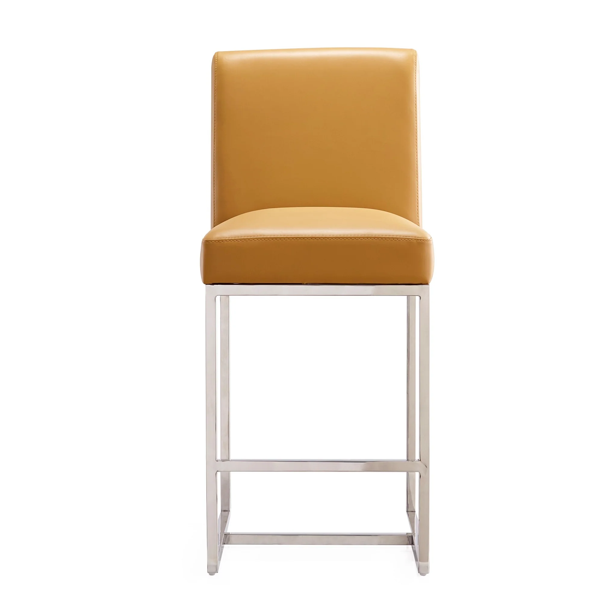 Element 24" Faux Leather Counter Stool in Camel and Polished Chrome - Image 4