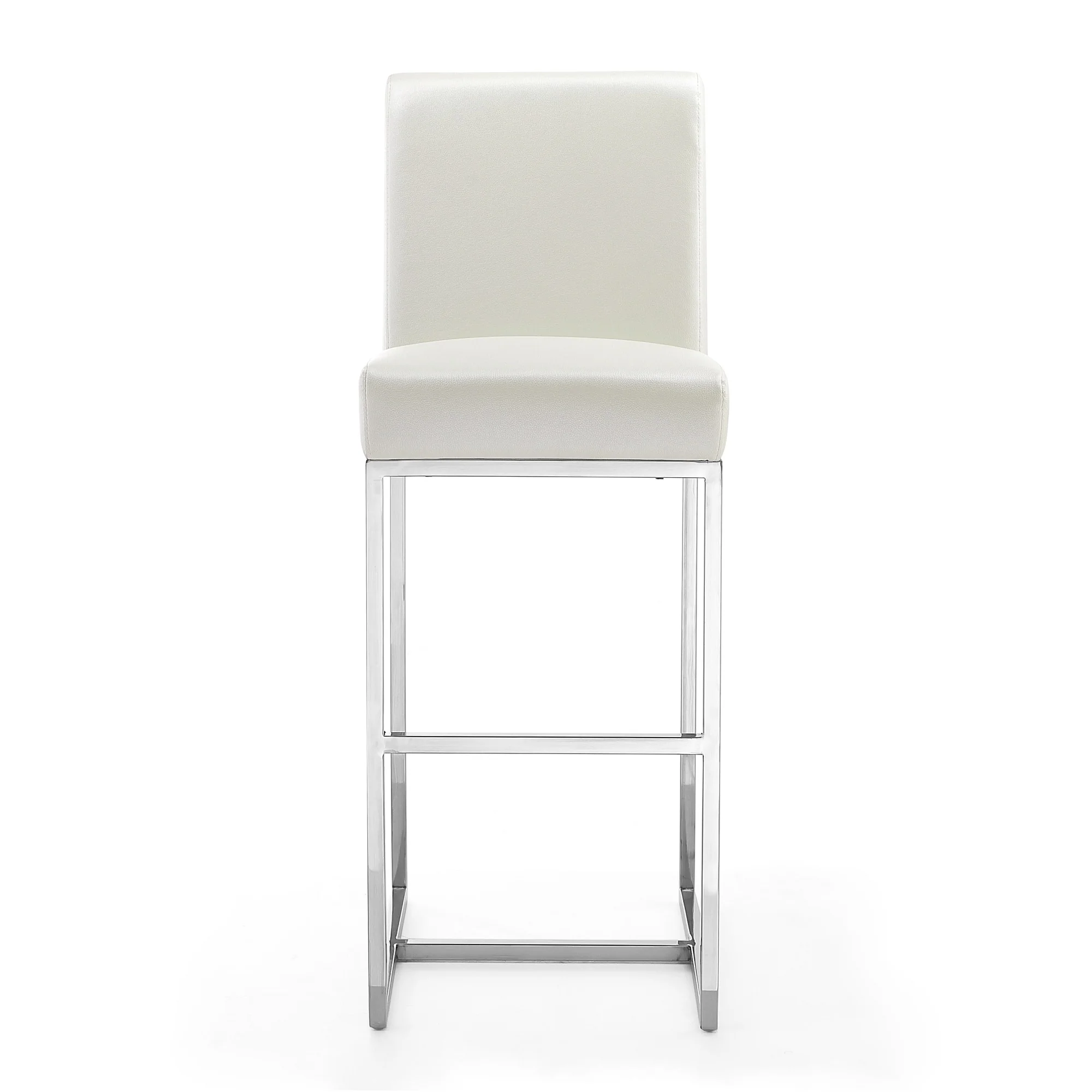 Element 29" Faux Leather Bar Stool in Pearl White and Polished Chrome - Image 4