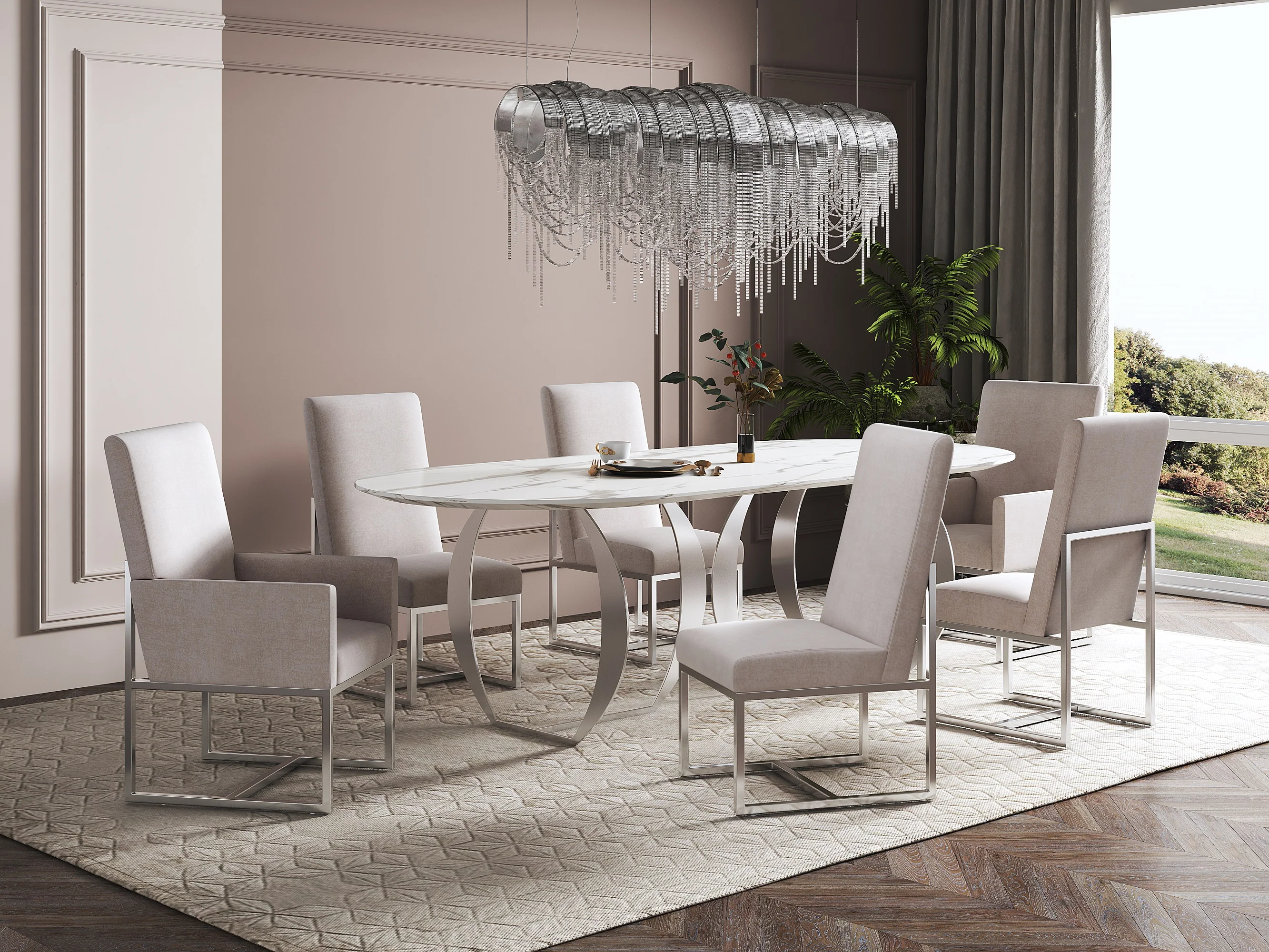 Element 8-Piece Dining Chairs in Champagne - Image 2