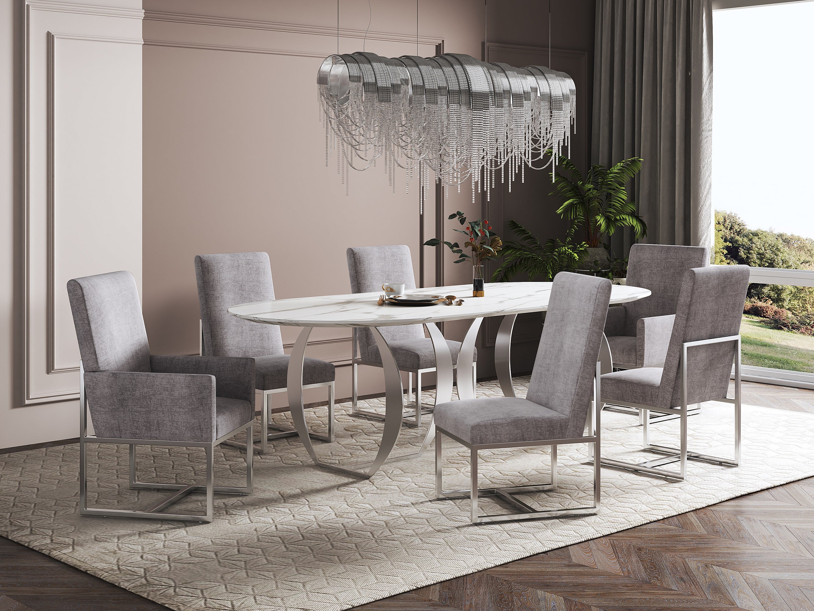 Element 8-Piece Dining Chairs in Steel - Image 2