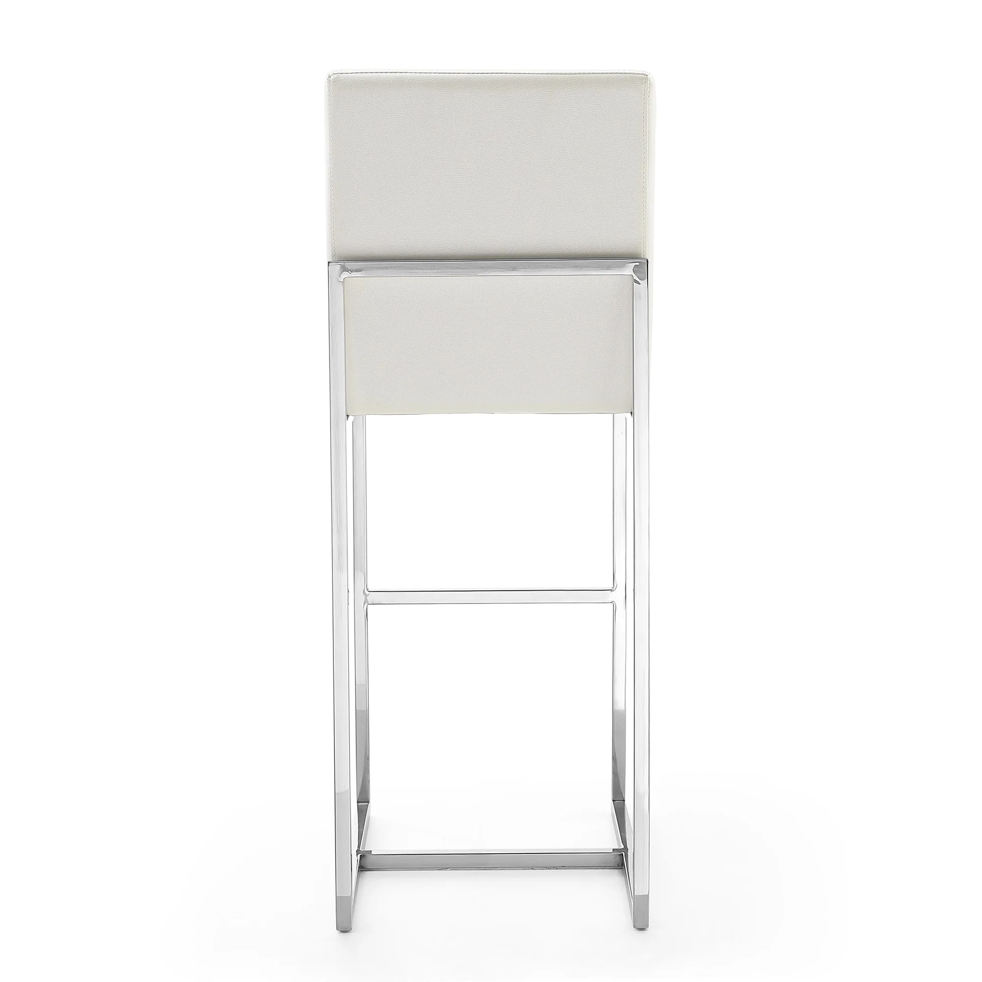 Element Faux Leather Bar Stool in Pearl White and Polished Chrome (set of 2) - Image 8