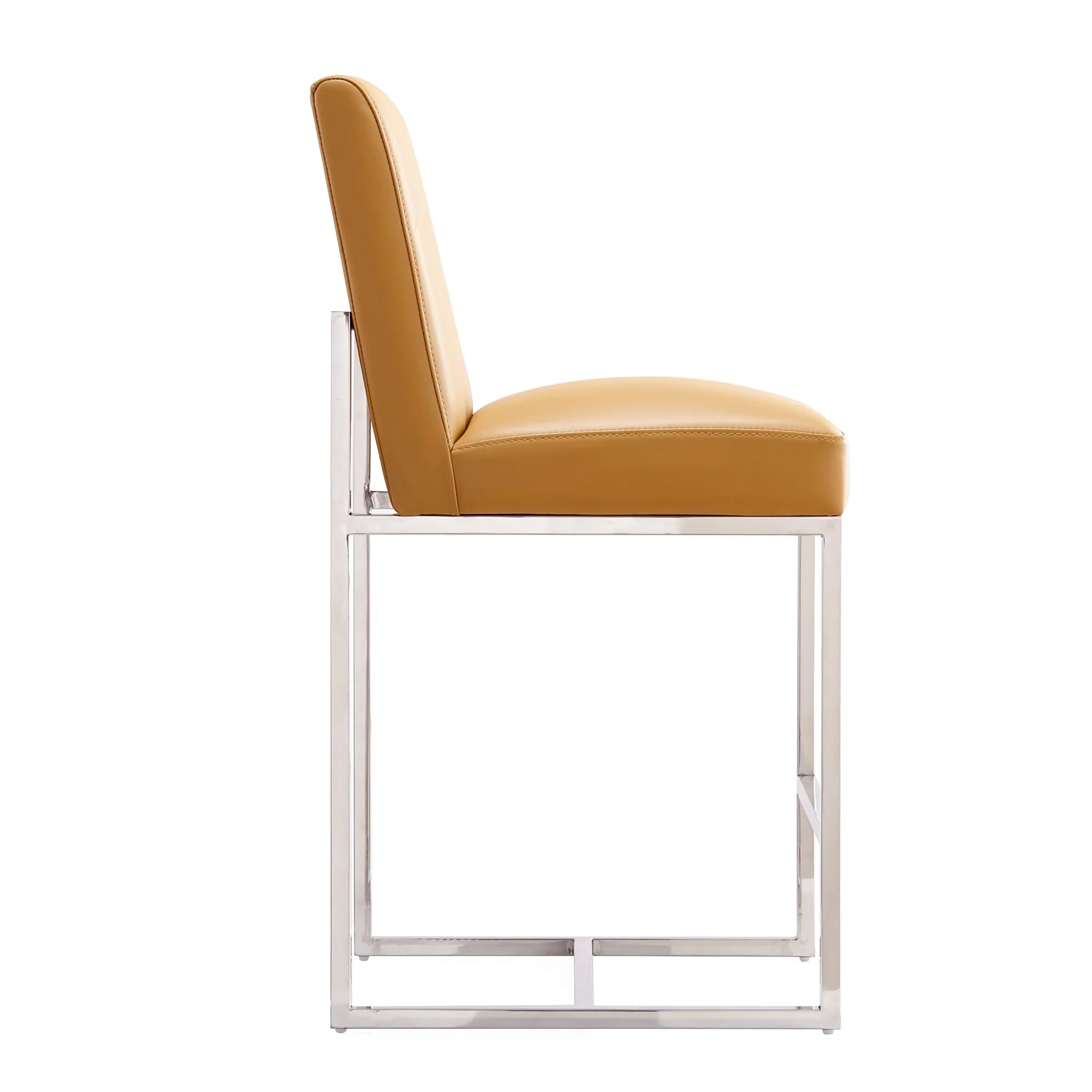 Element Faux Leather Counter Stool in Camel and Polished Chrome (set of 3) - Image 8