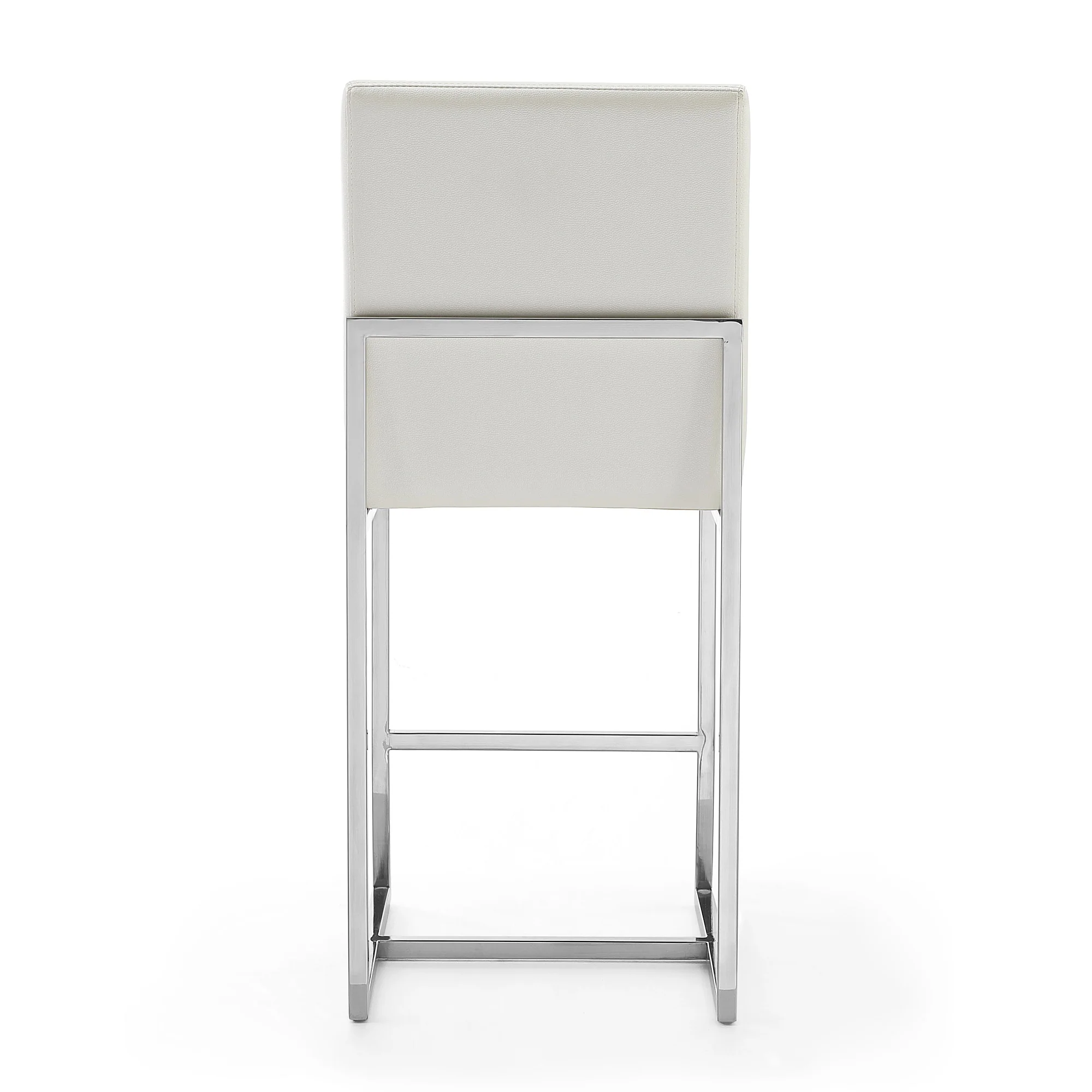 Element Faux Leather Counter Stool in Pearl White and Polished Chrome (Set of 3) - Image 8