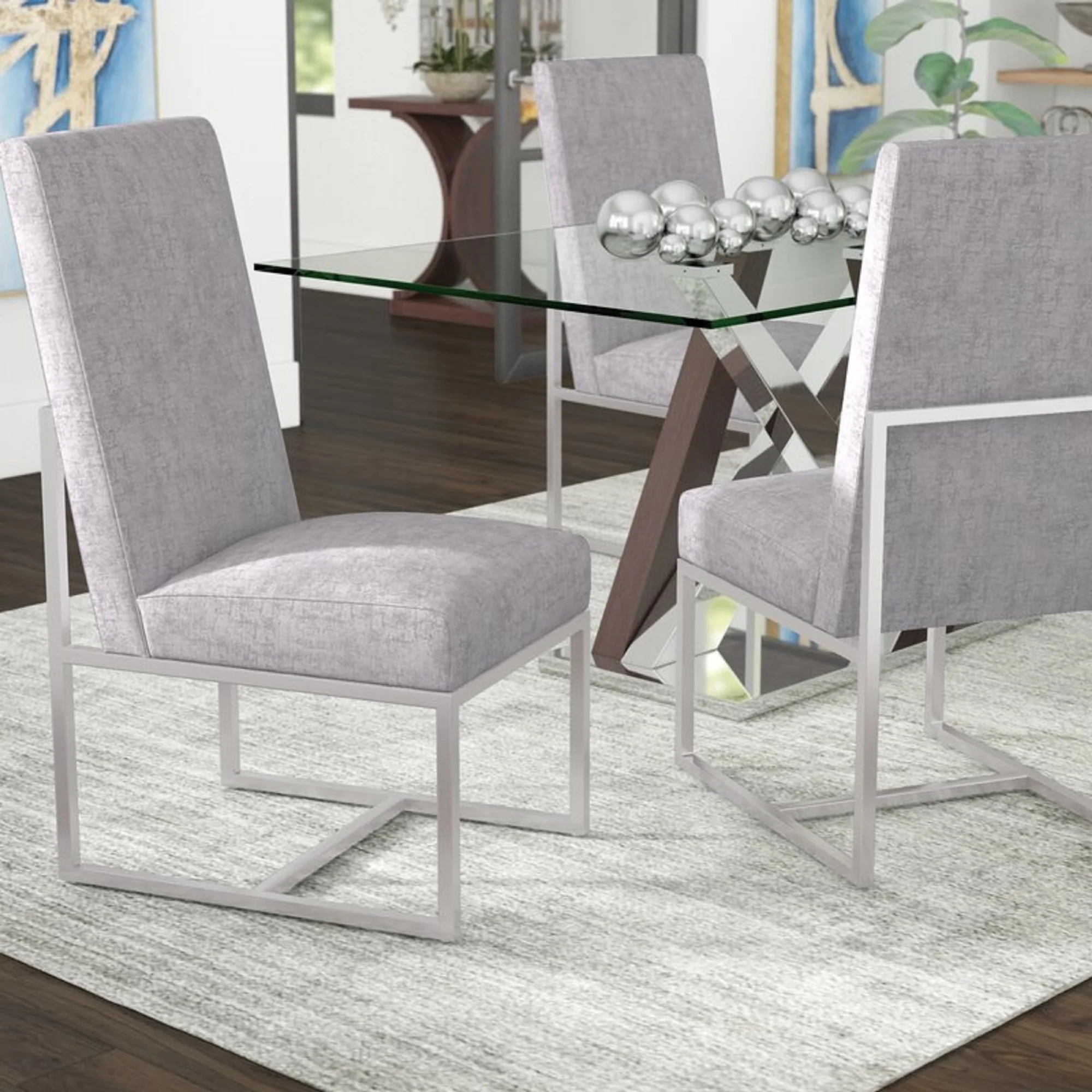 Element Velvet Dining Chair in Grey - Image 2