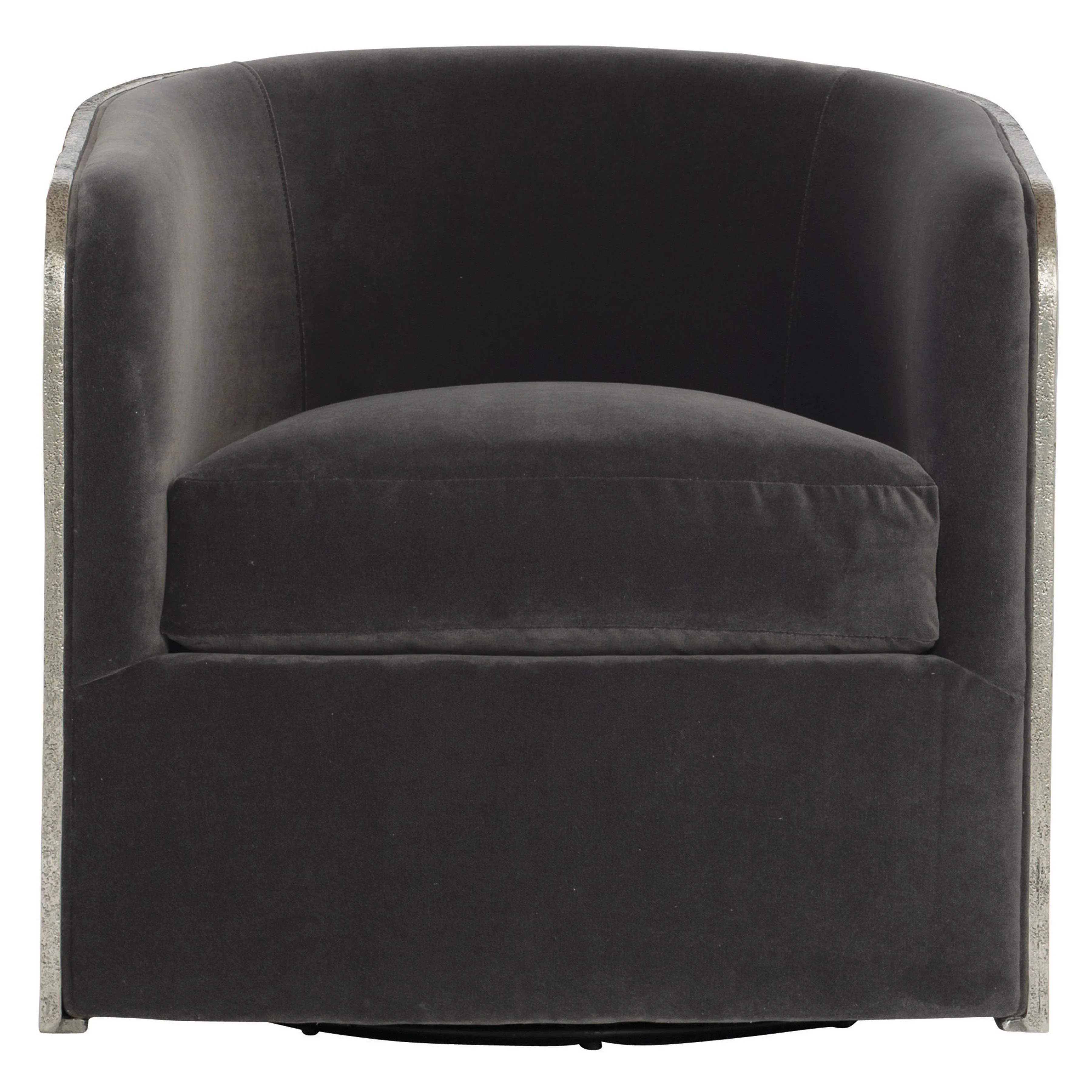 Eliot Burnished Aluminum/Grey Fabric Swivel Chair - Image 10