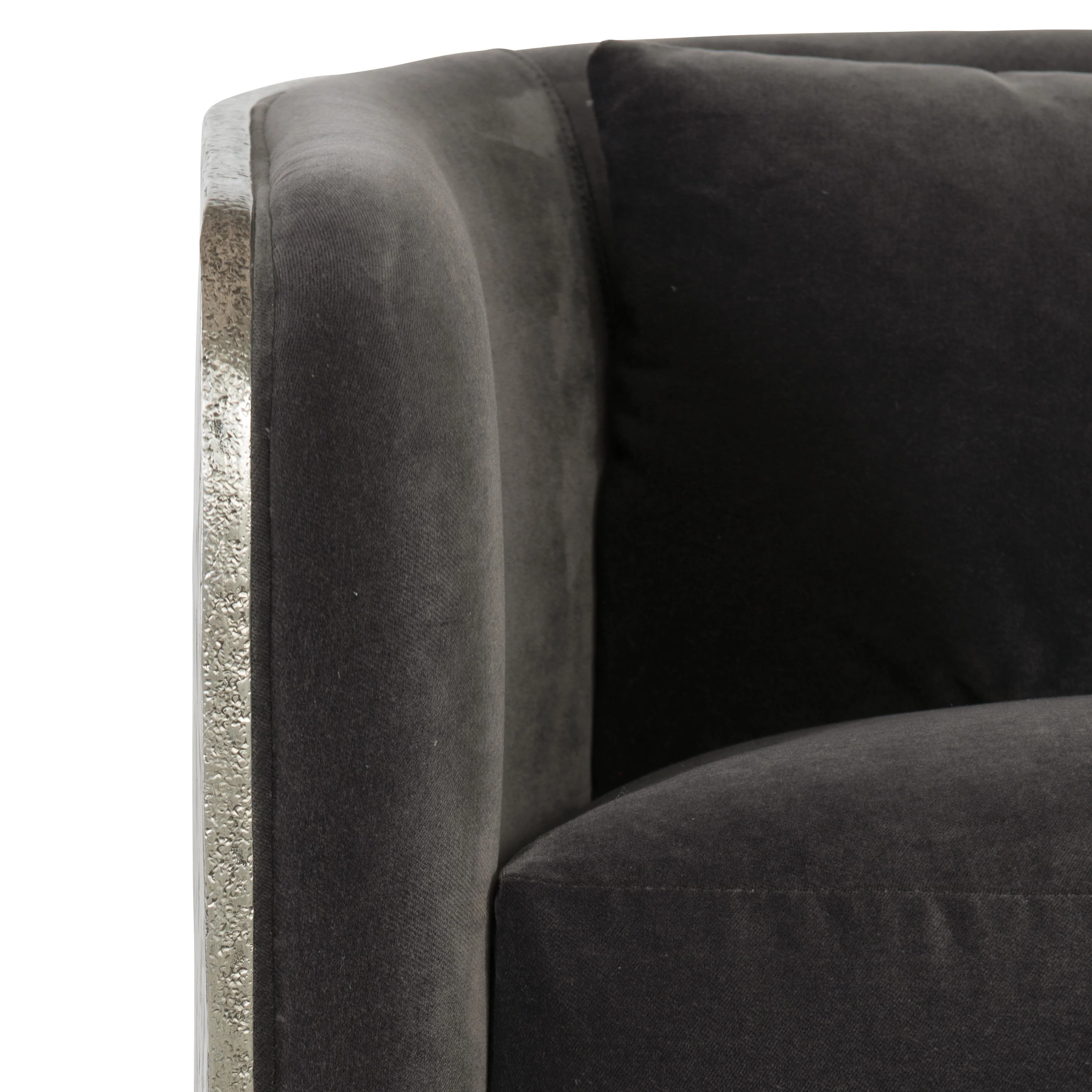 Eliot Burnished Aluminum/Grey Fabric Swivel Chair - Image 5