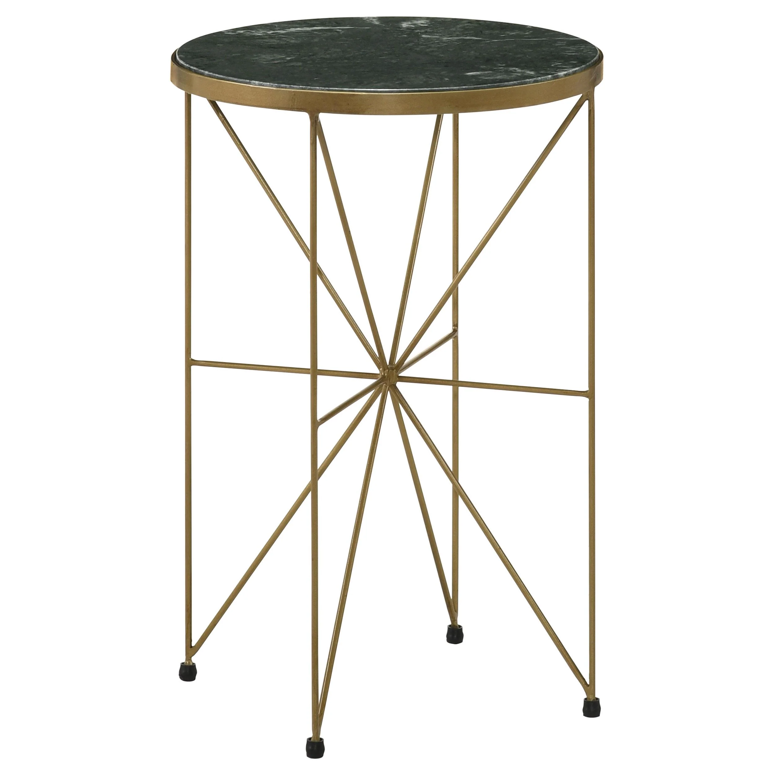 Eliska Antique Gold Round Green Marble Top Accent Side Table - Image 2