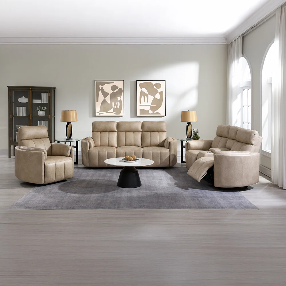 Elison Dark Beige Motion Loveseat w/Console - Image 12