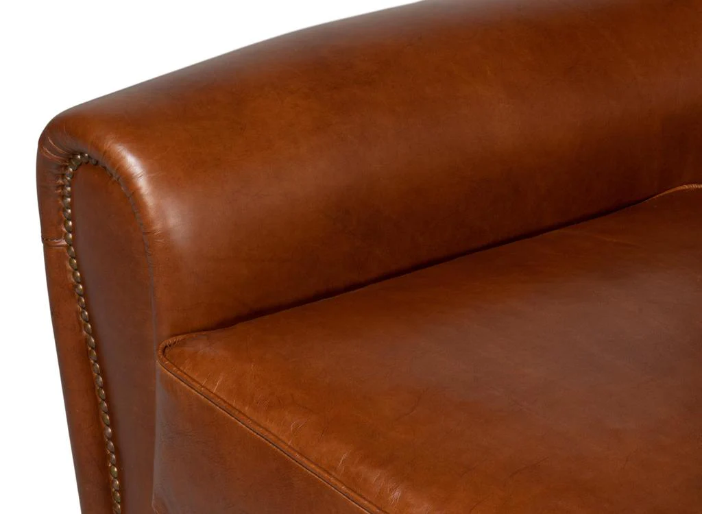 Elite Brown French Club Swivel Chair - Image 11