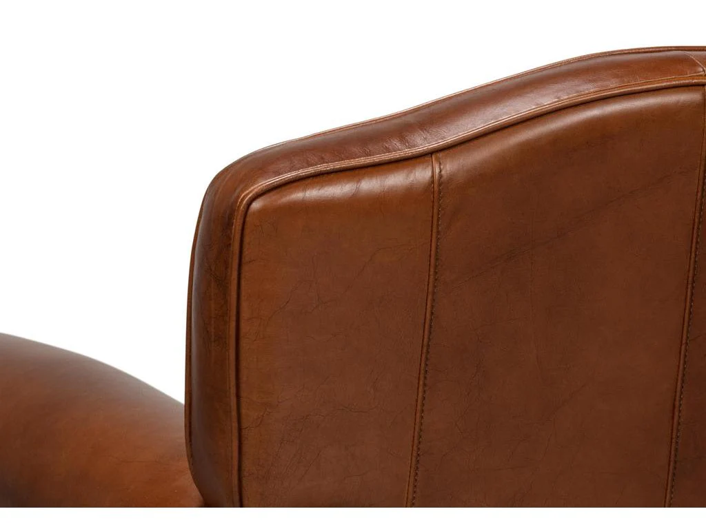 Elite Brown French Club Swivel Chair - Image 5