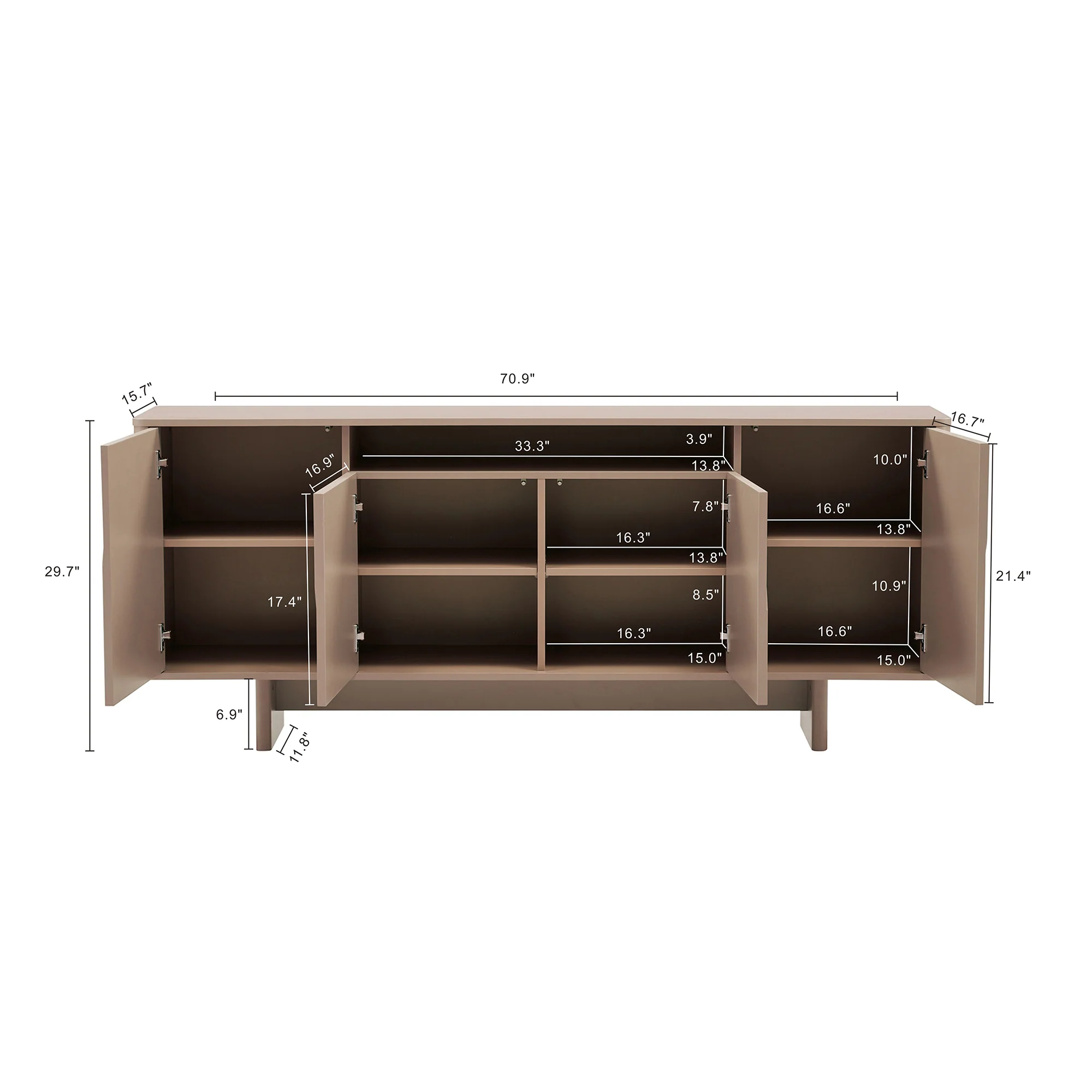 Ella 70.86" Sideboard in Mocha - Image 3