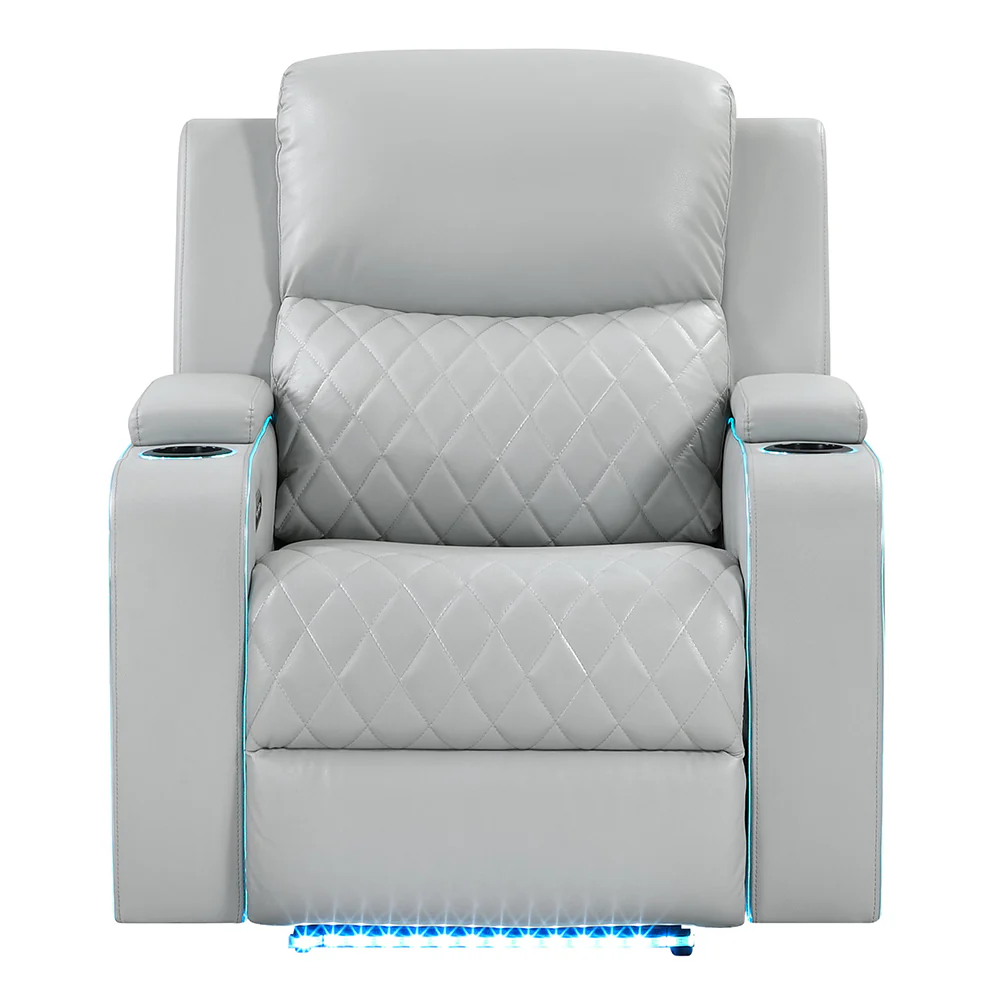 Elonzo Light Gray Power Motion Recliner - Image 3