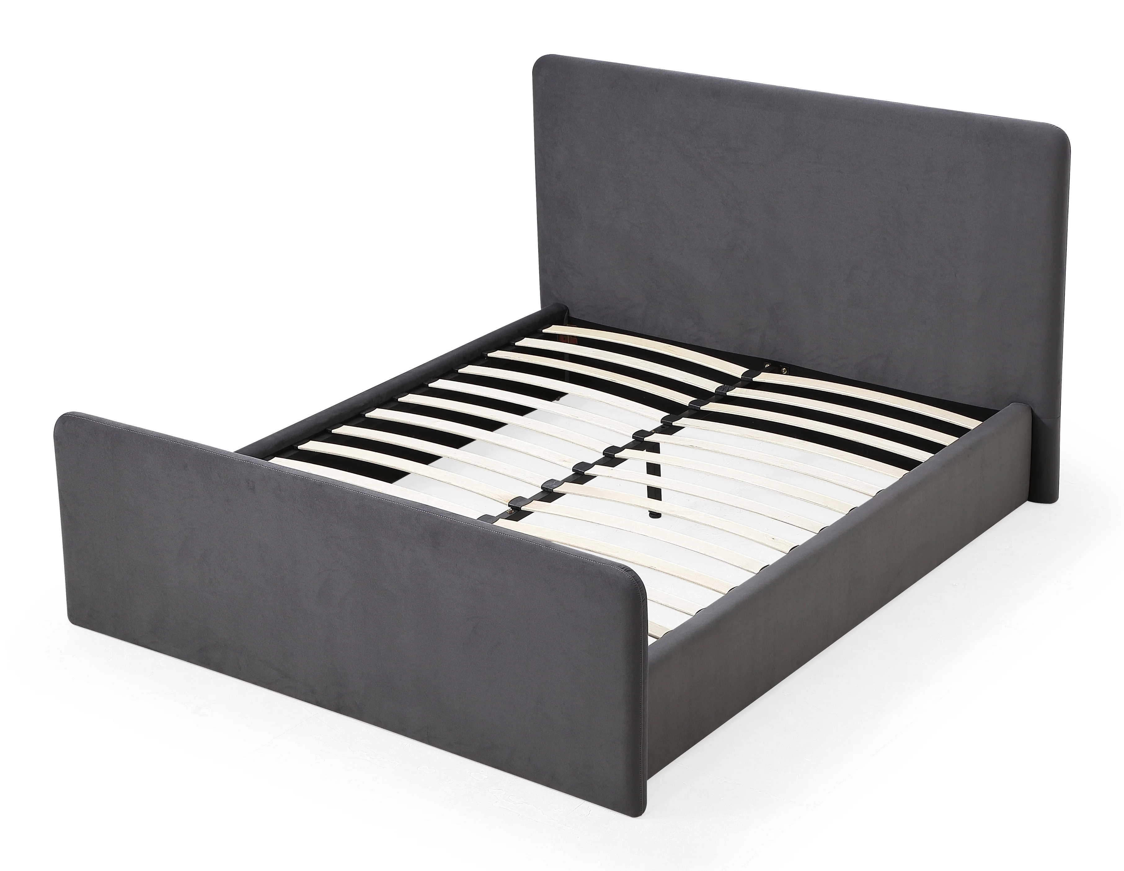 Elora Fully Upholstered Queen Platform Bed in Charcoal Velvet - Image 6