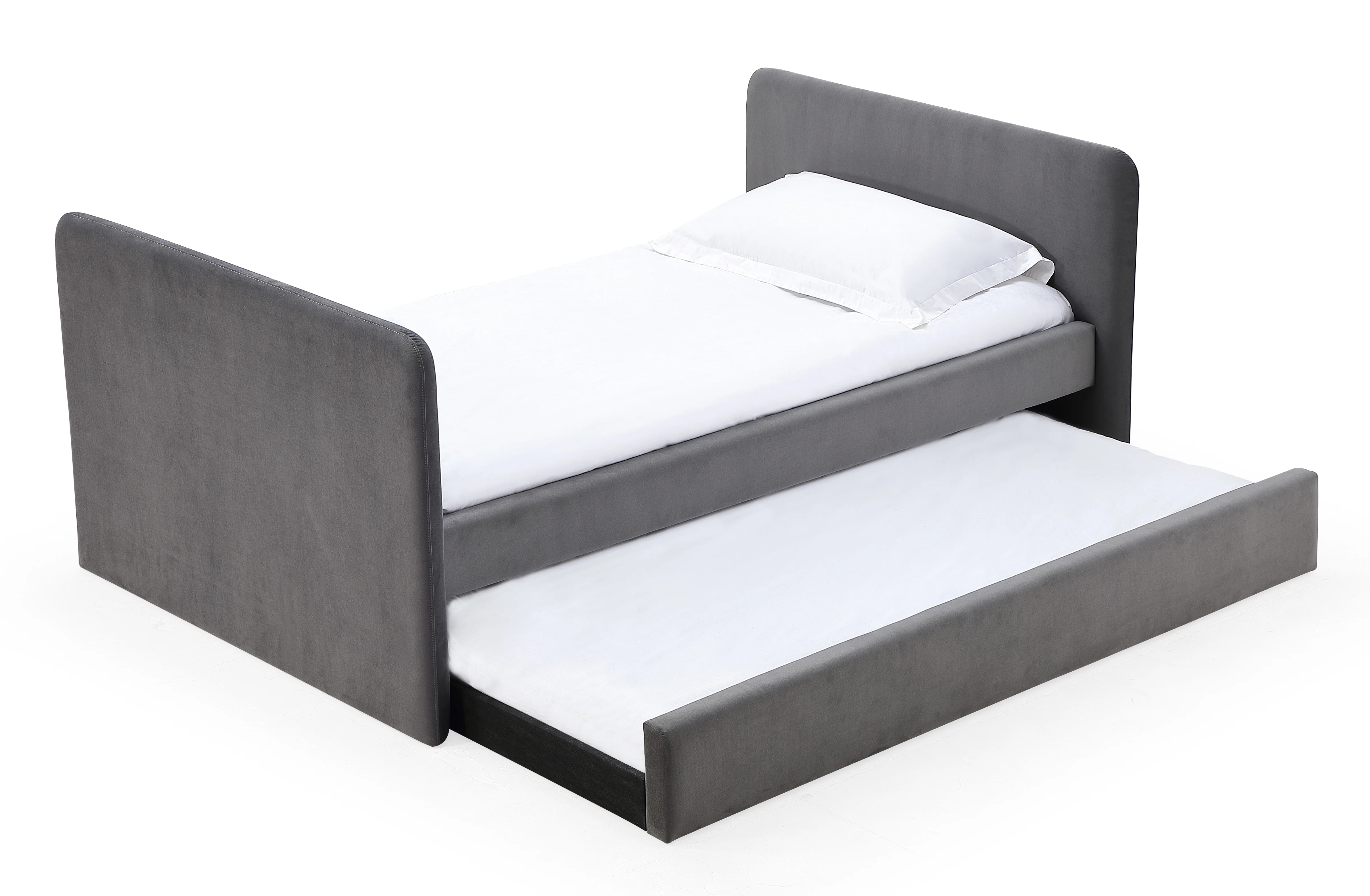 Elora Upholstered Daybed with Trundle in Charcoal Velvet - Image 4