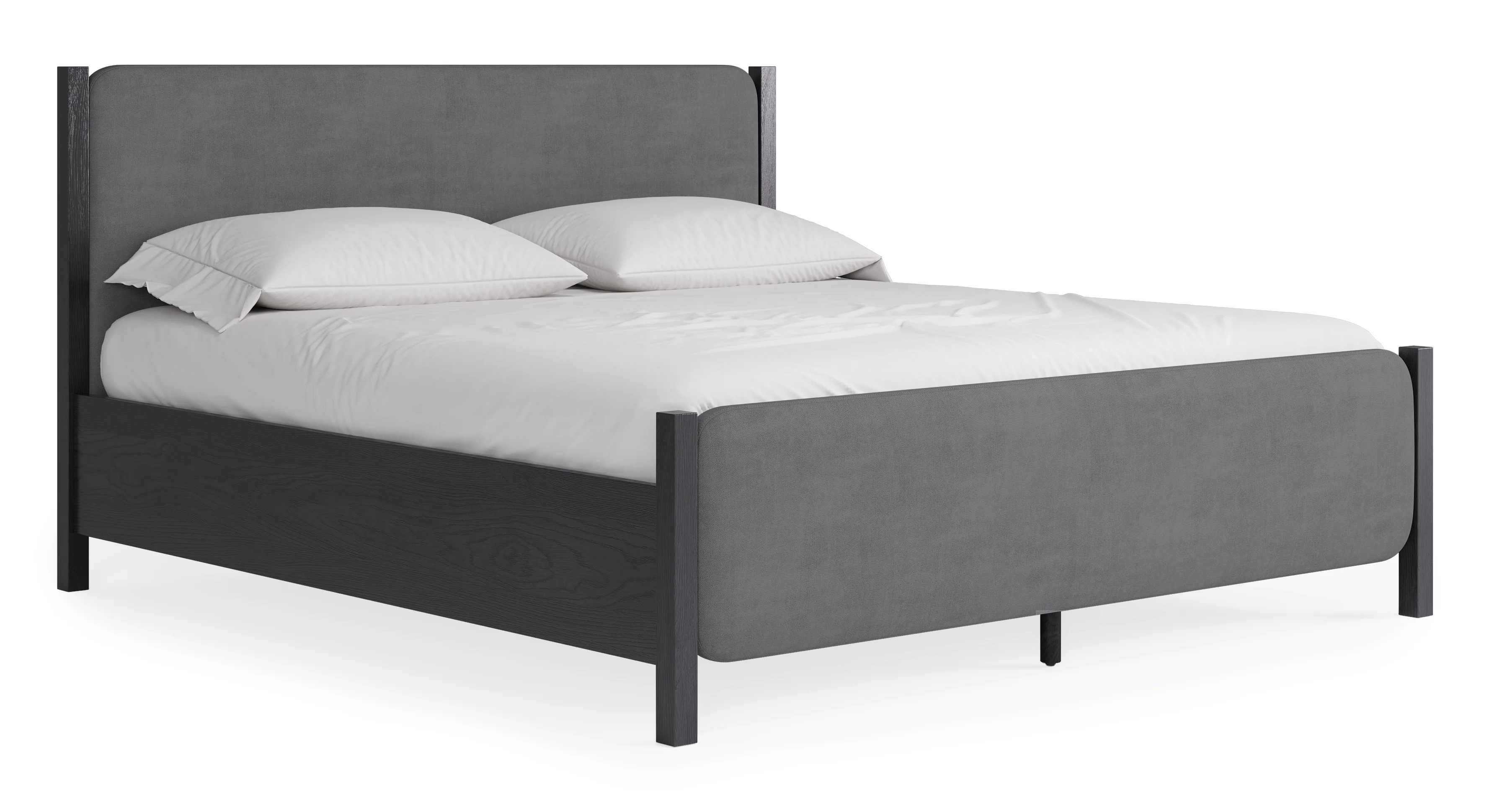 Elora Wood and Velvet Queen Upholstered Bed in Jet and Charcoal - Image 5