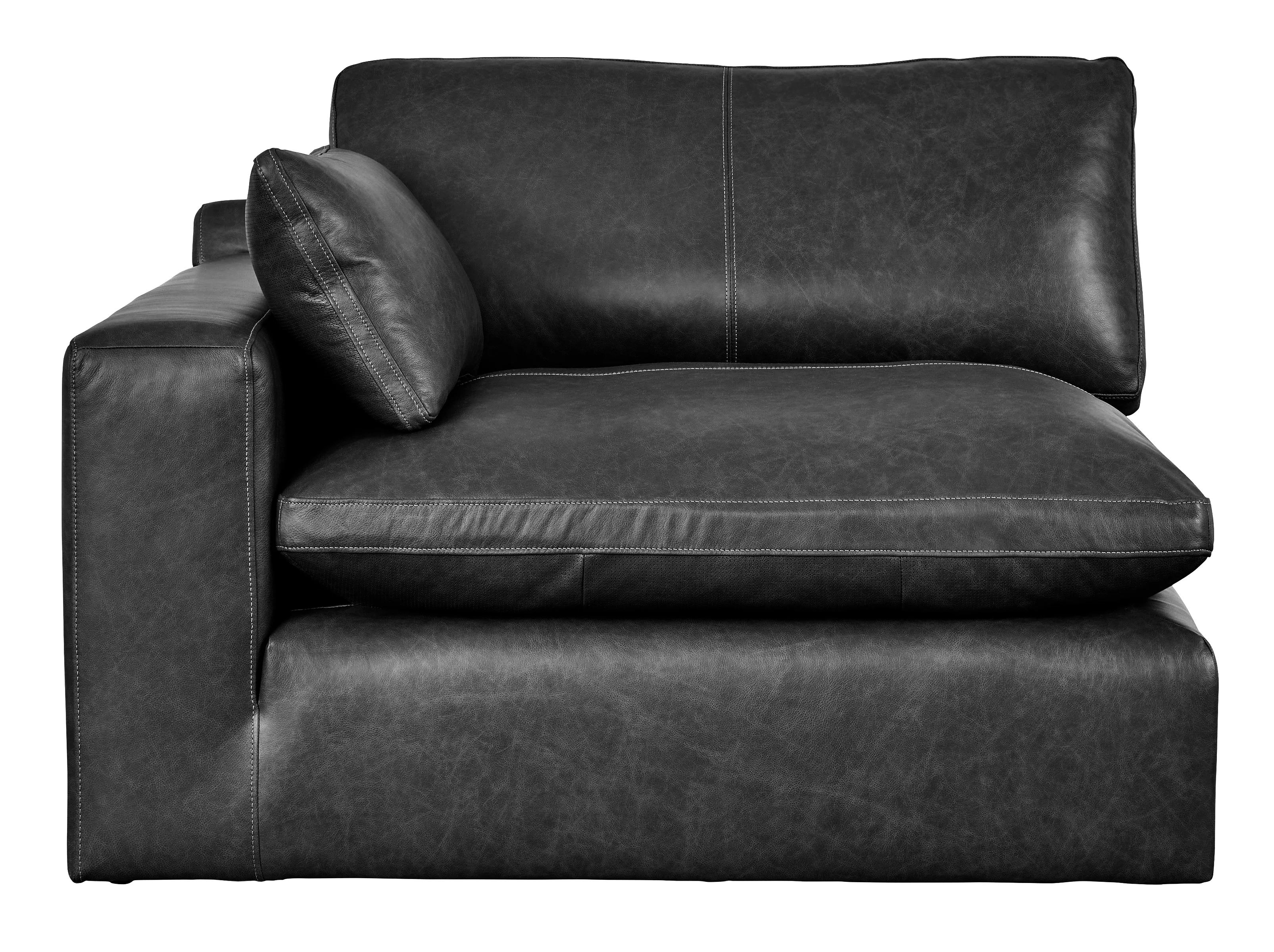 Emilia Black Leather 2pc Modular Sectional Loveseat - Image 2
