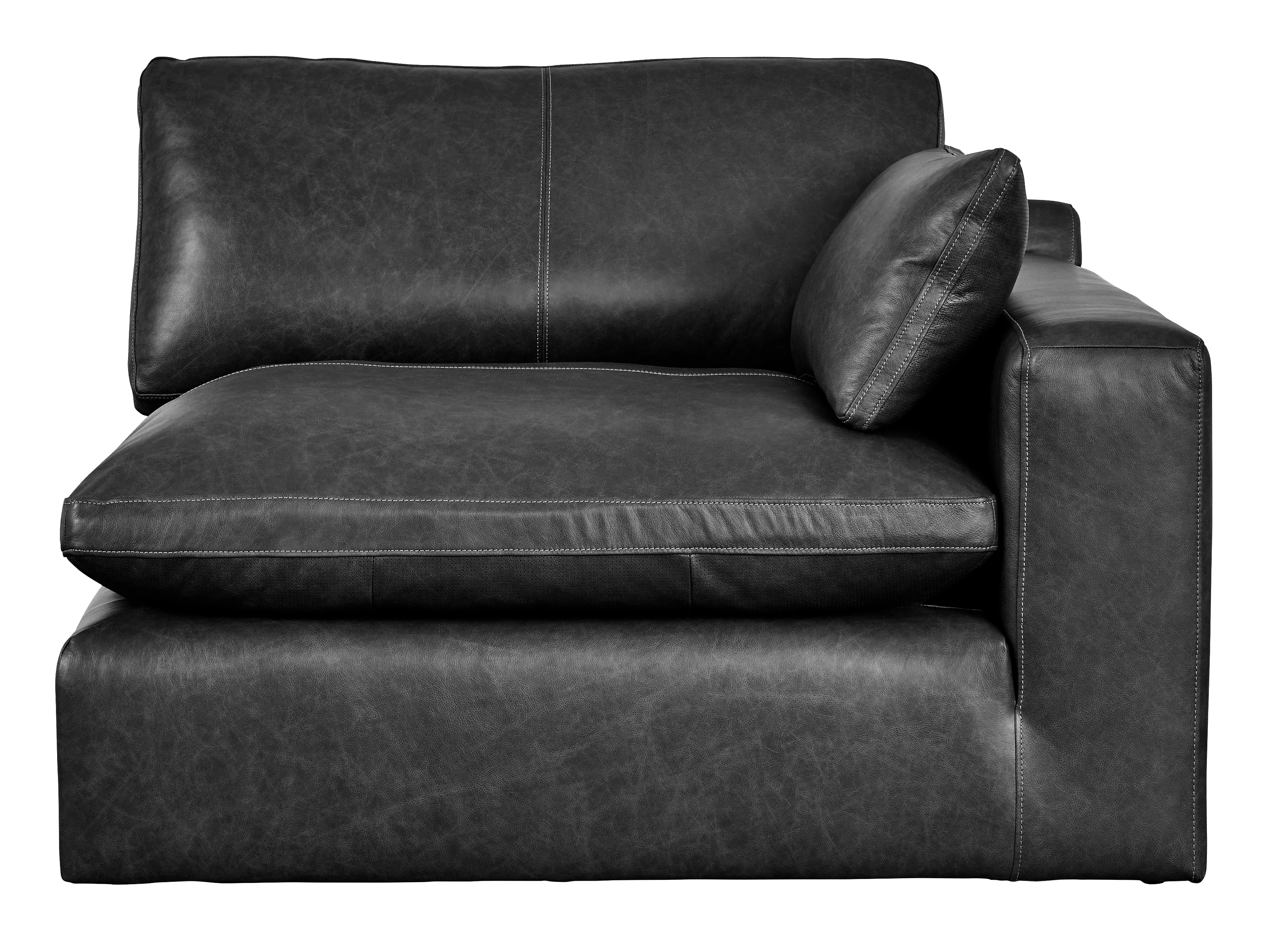 Emilia Black Leather 2pc Modular Sectional Loveseat - Image 3