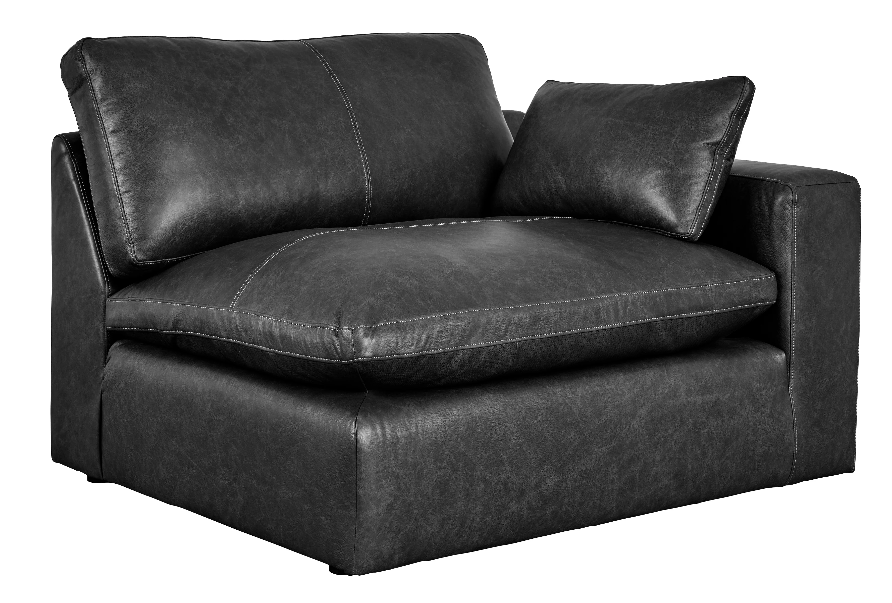 Emilia Black Leather 2pc Modular Sectional Loveseat - Image 4