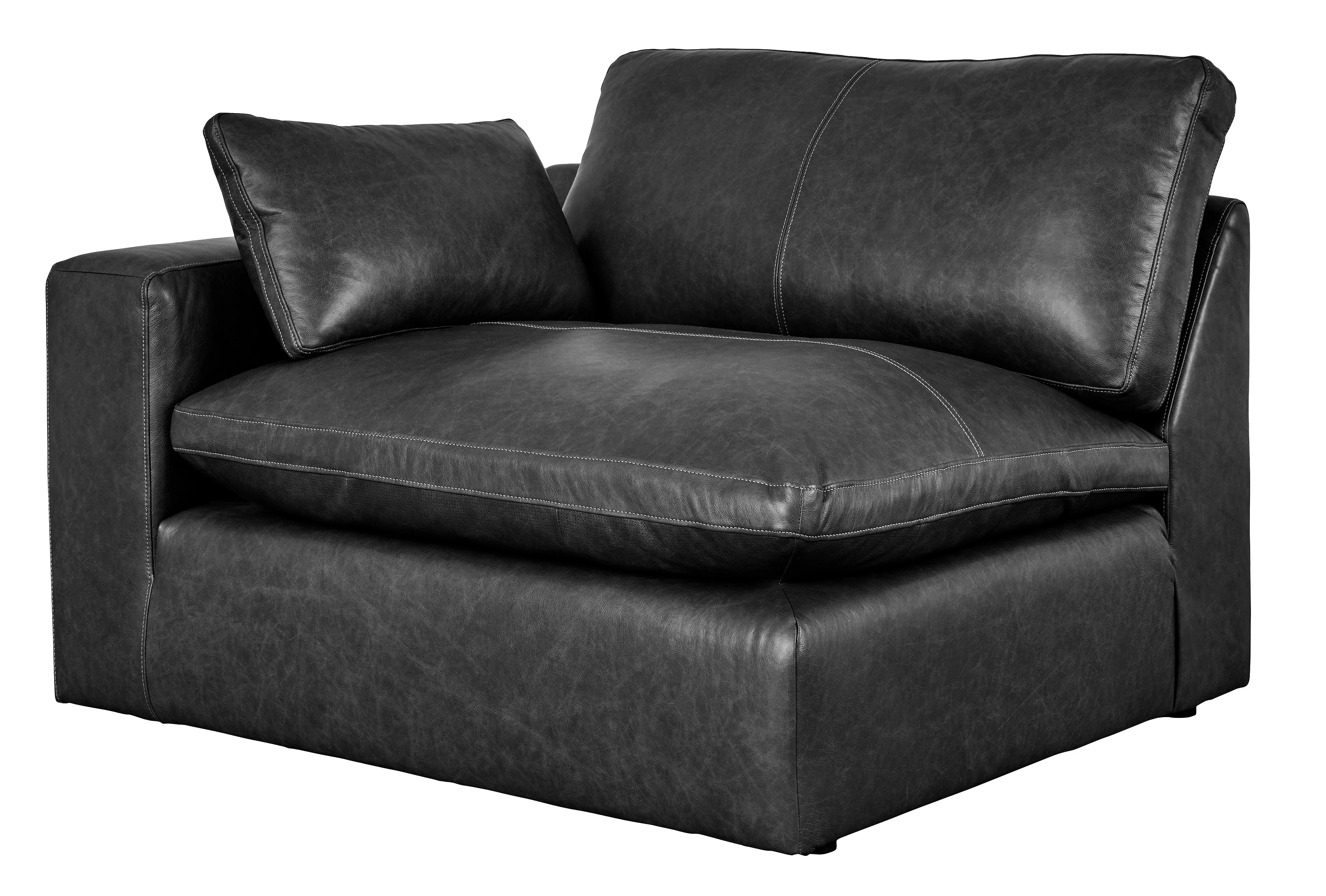 Emilia Black Leather 2pc Modular Sectional Loveseat - Image 5