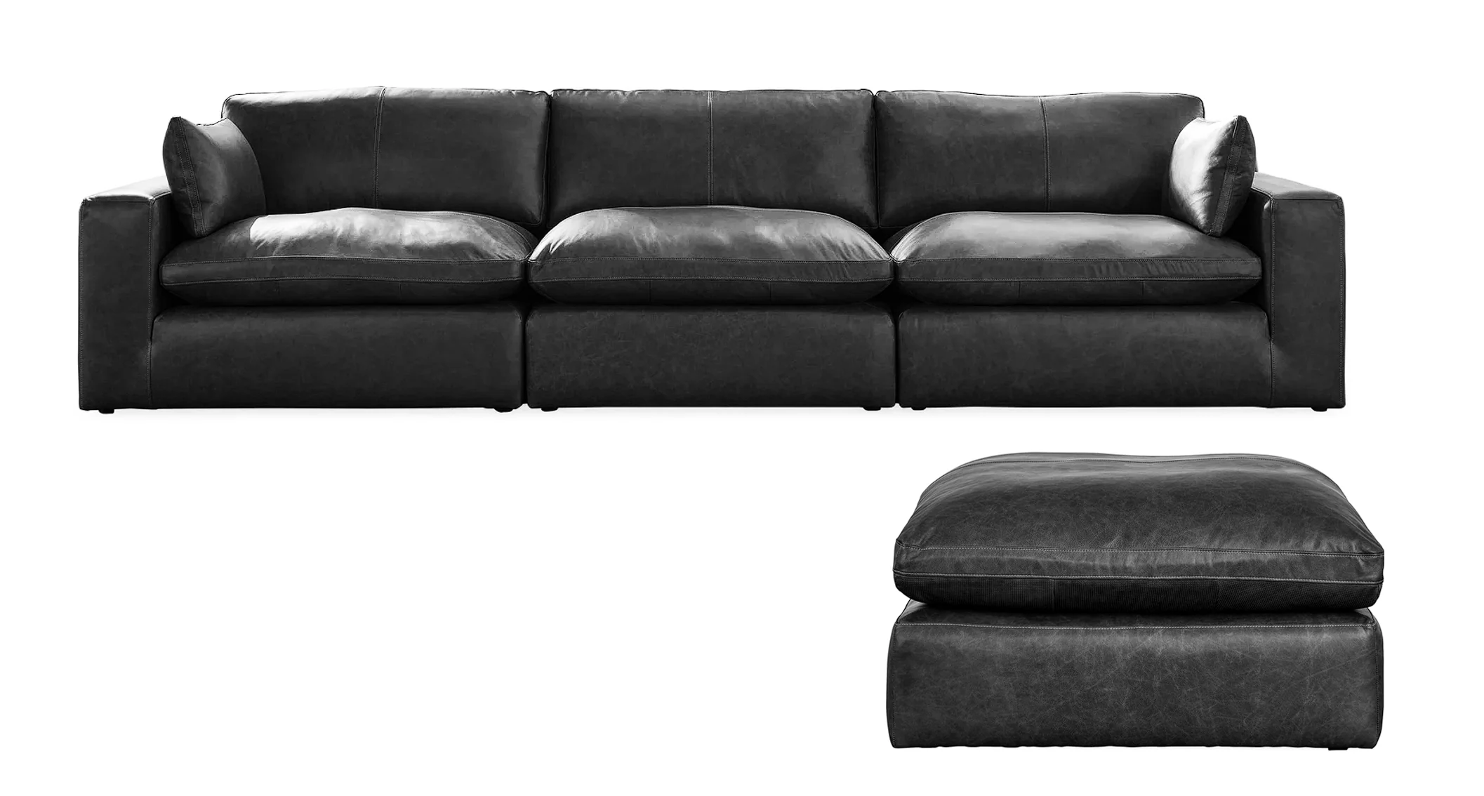 Emilia Black Leather 3pc Modular Sectional Sofa - Image 14