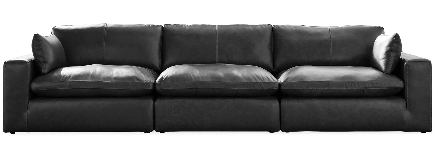Emilia Black Leather 3pc Modular Sectional Sofa - Image 2