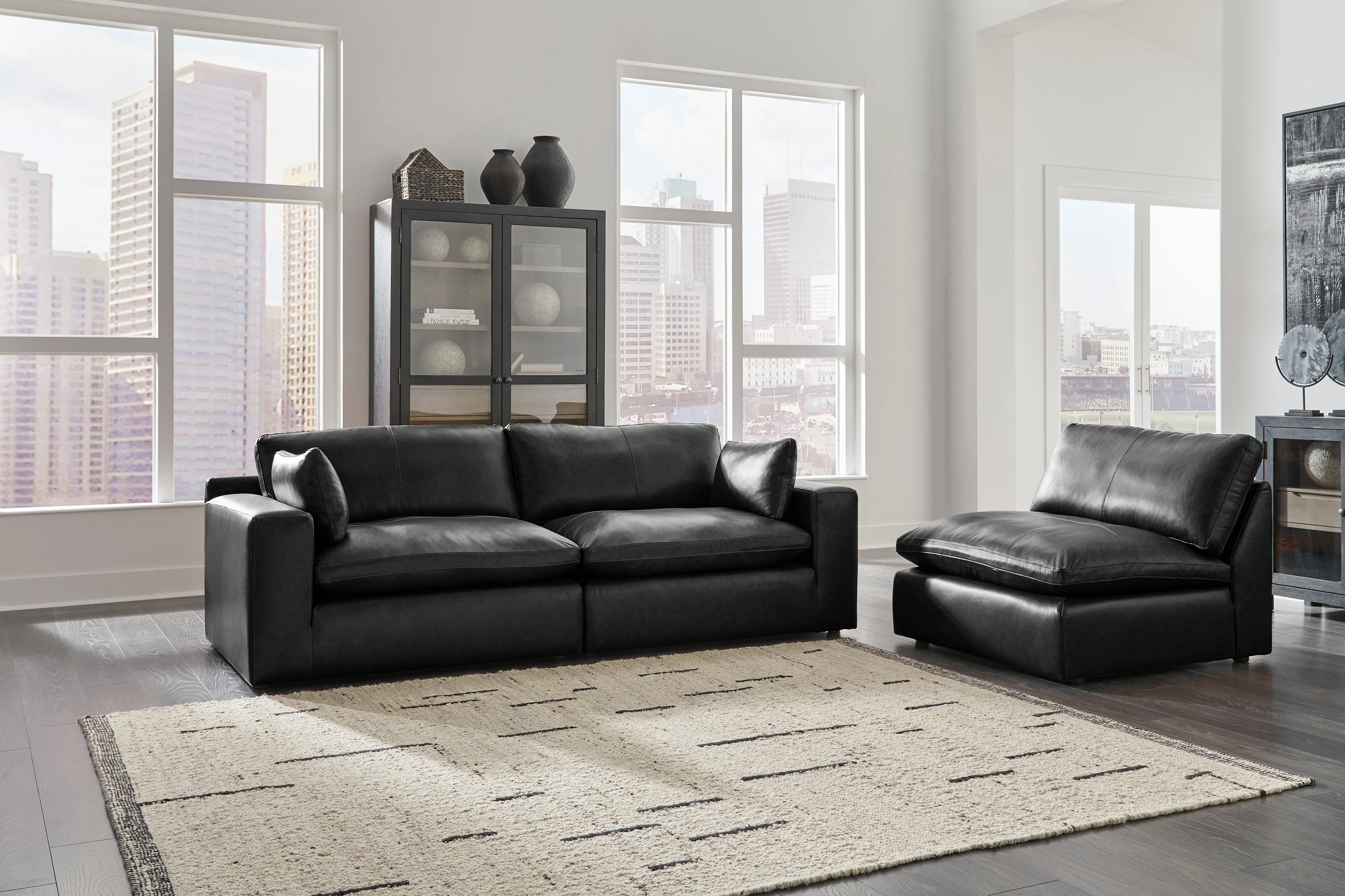 Emilia Black Leather Modular Sectional Units - Image 6