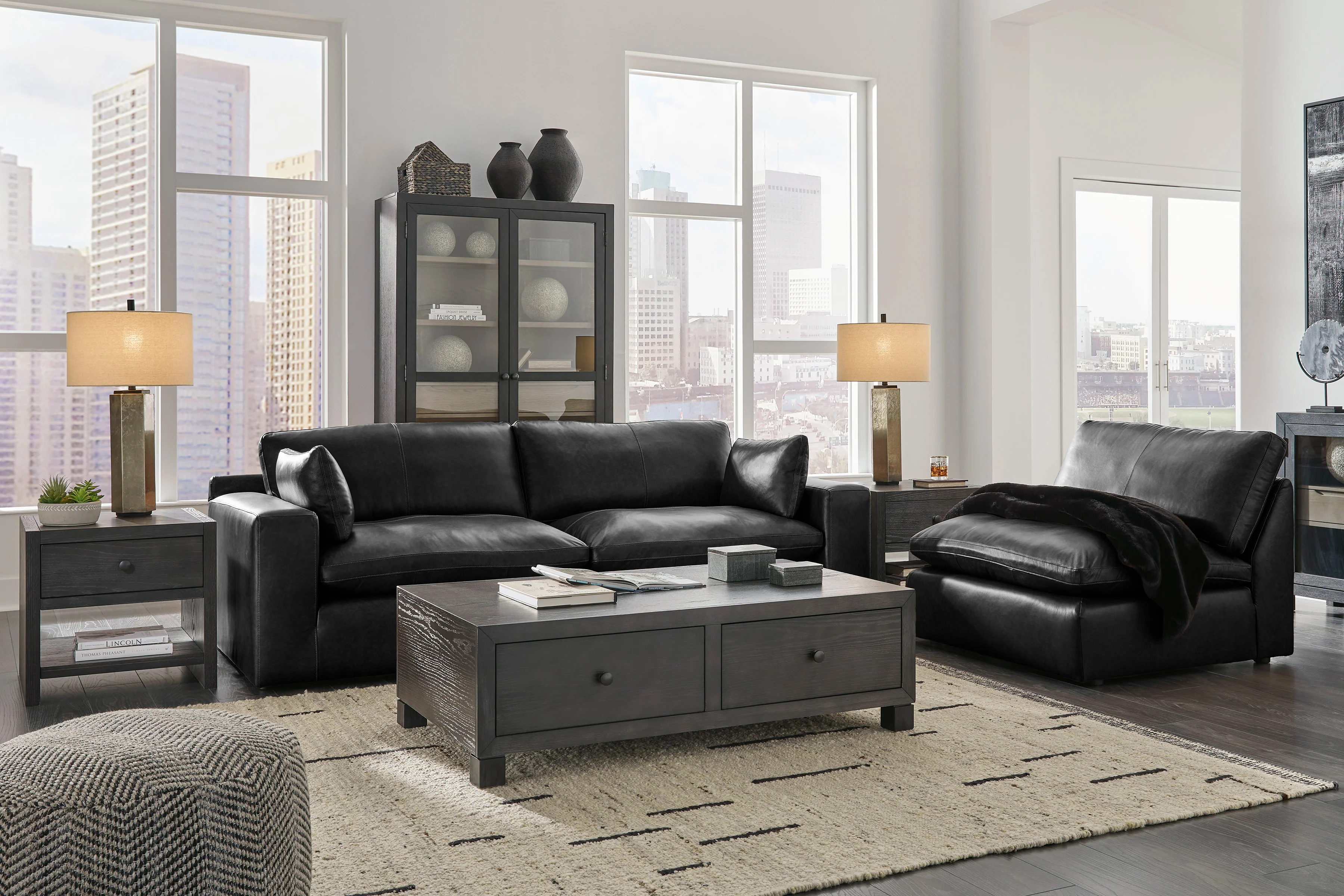 Emilia Black Leather Modular Sectional Units - Image 3