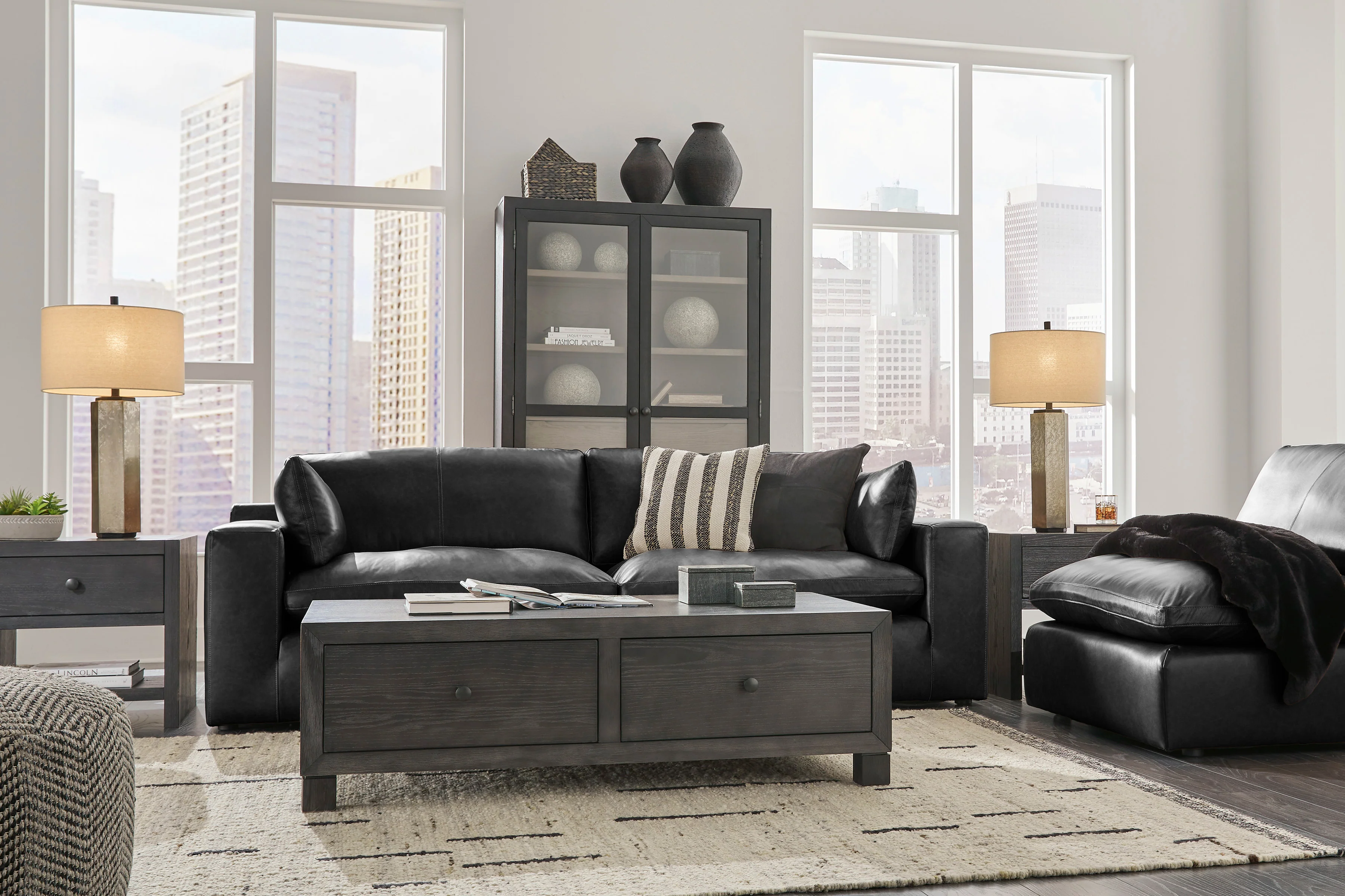 Emilia Black Leather Modular Sectional Units - Image 5