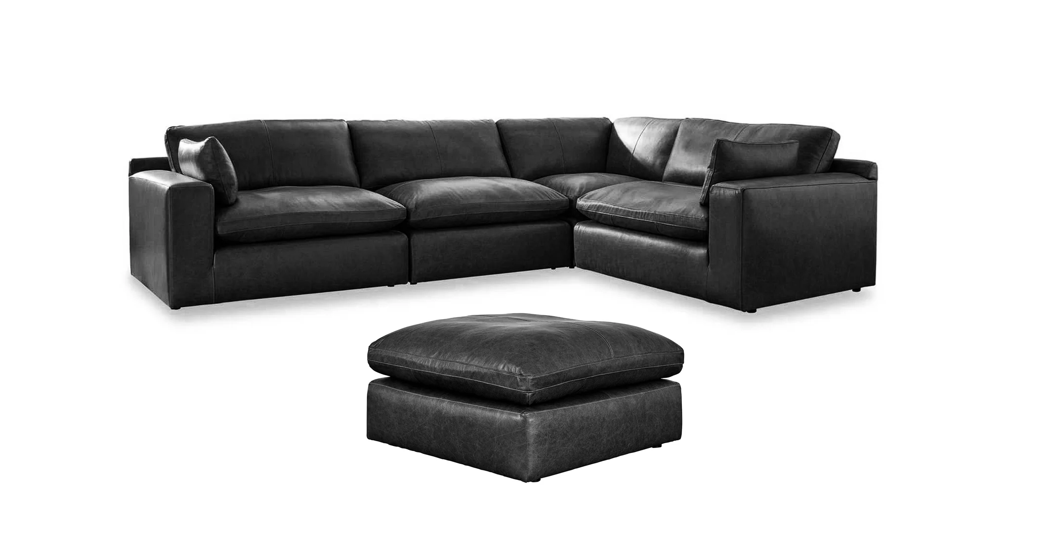 Emilia Black Leather 4pc Modular Sectional Sofa - Image 13