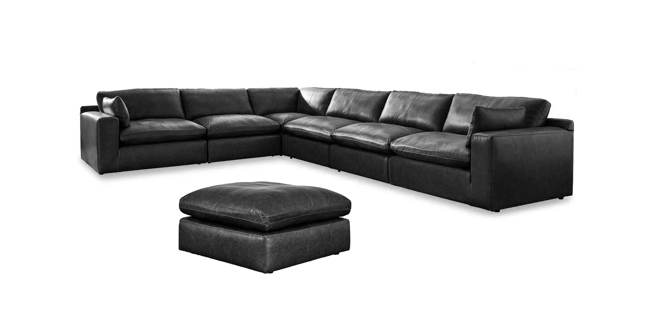 Emilia Black Leather 6pc Modular Sectional - Image 2