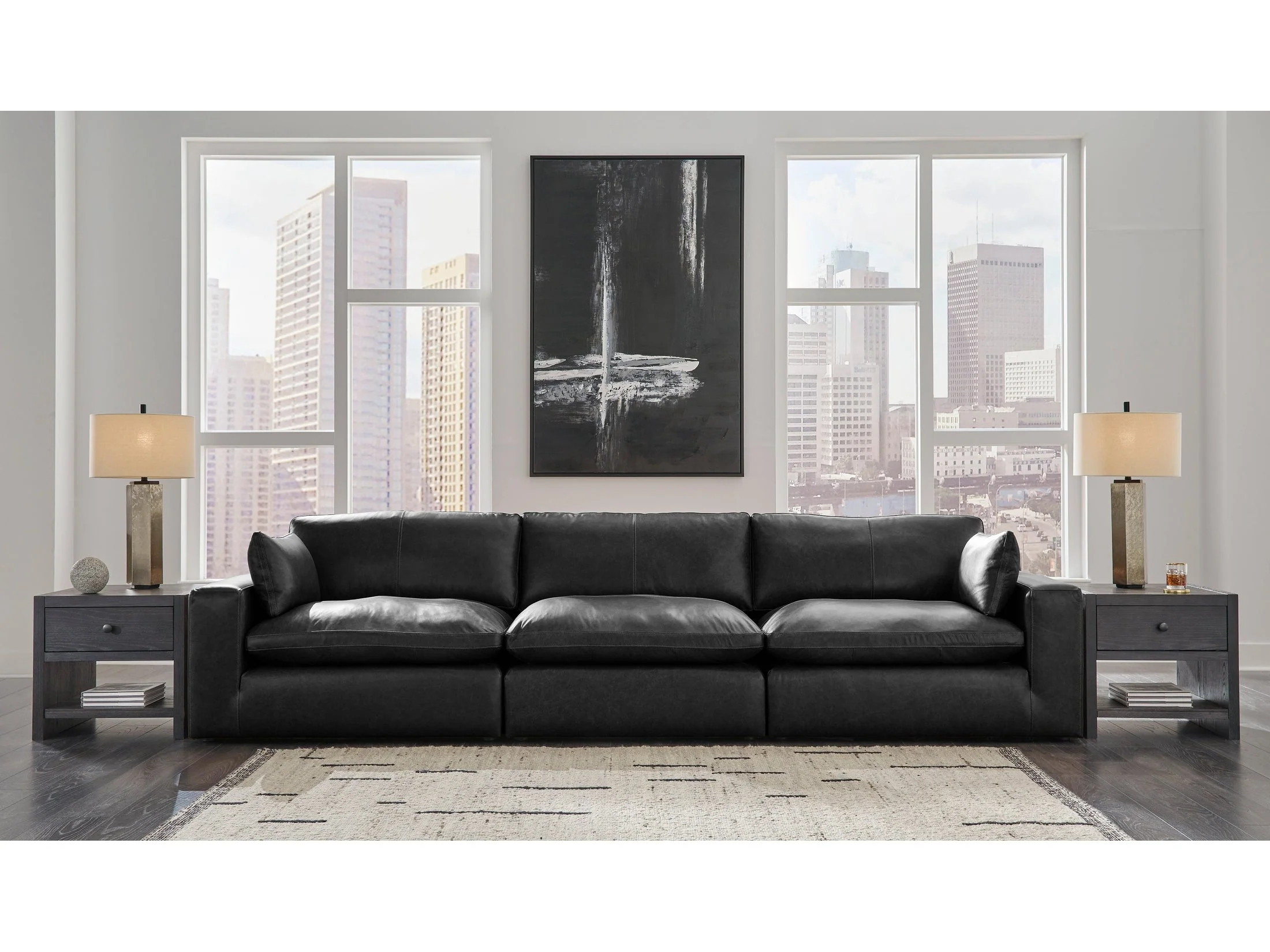 Emilia Black Leather Modular Sectional Units (Online Special Price) - Image 4