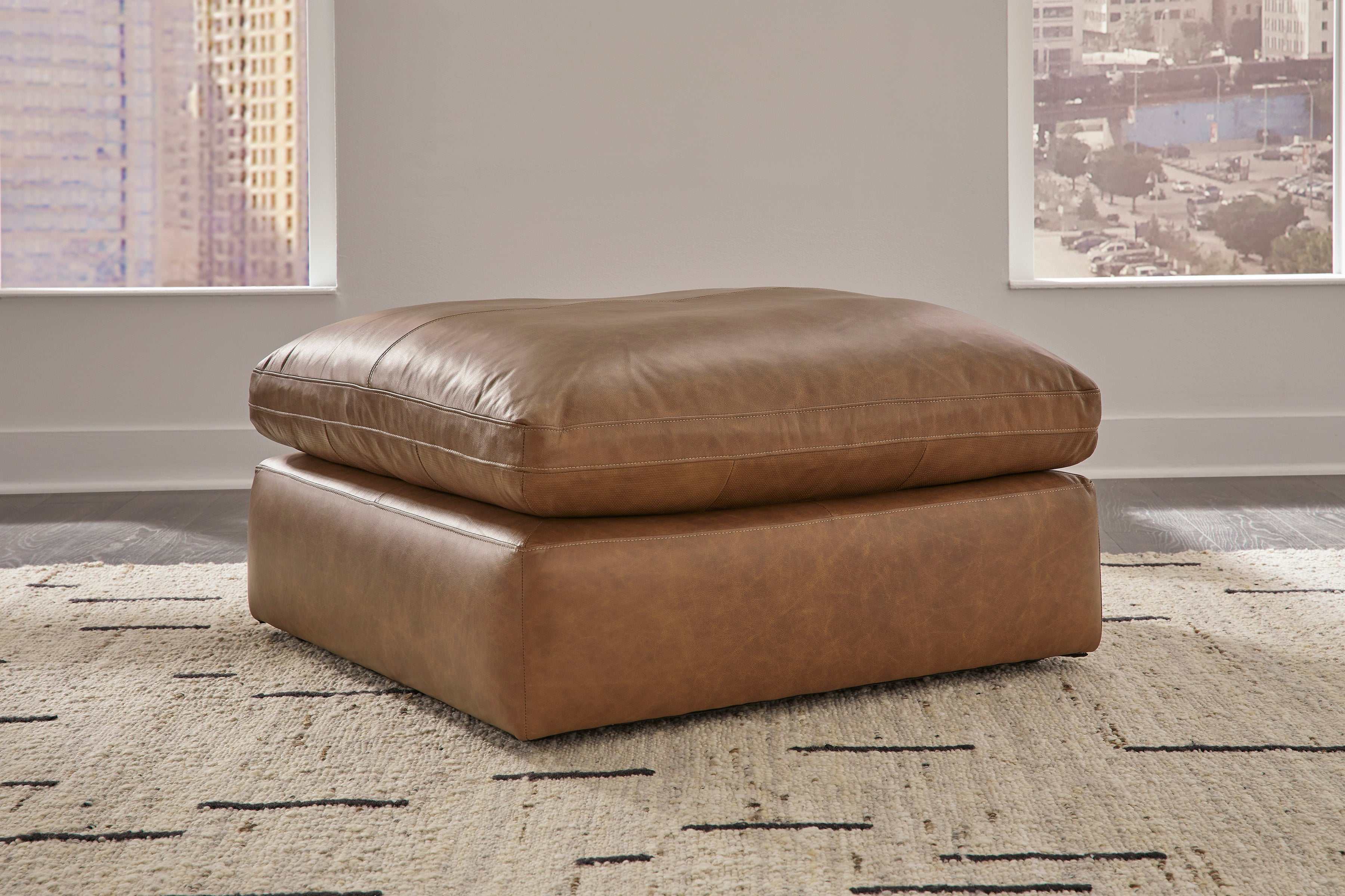 Emilia Caramel Leather 5pc Modular Sectional and Ottoman (Online Special Price) - Image 22