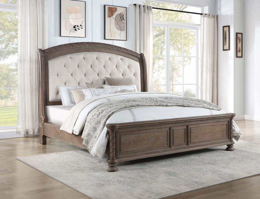 Emmett Walnut & Beige 4pc Eastern King Bedroom Set - Image 2