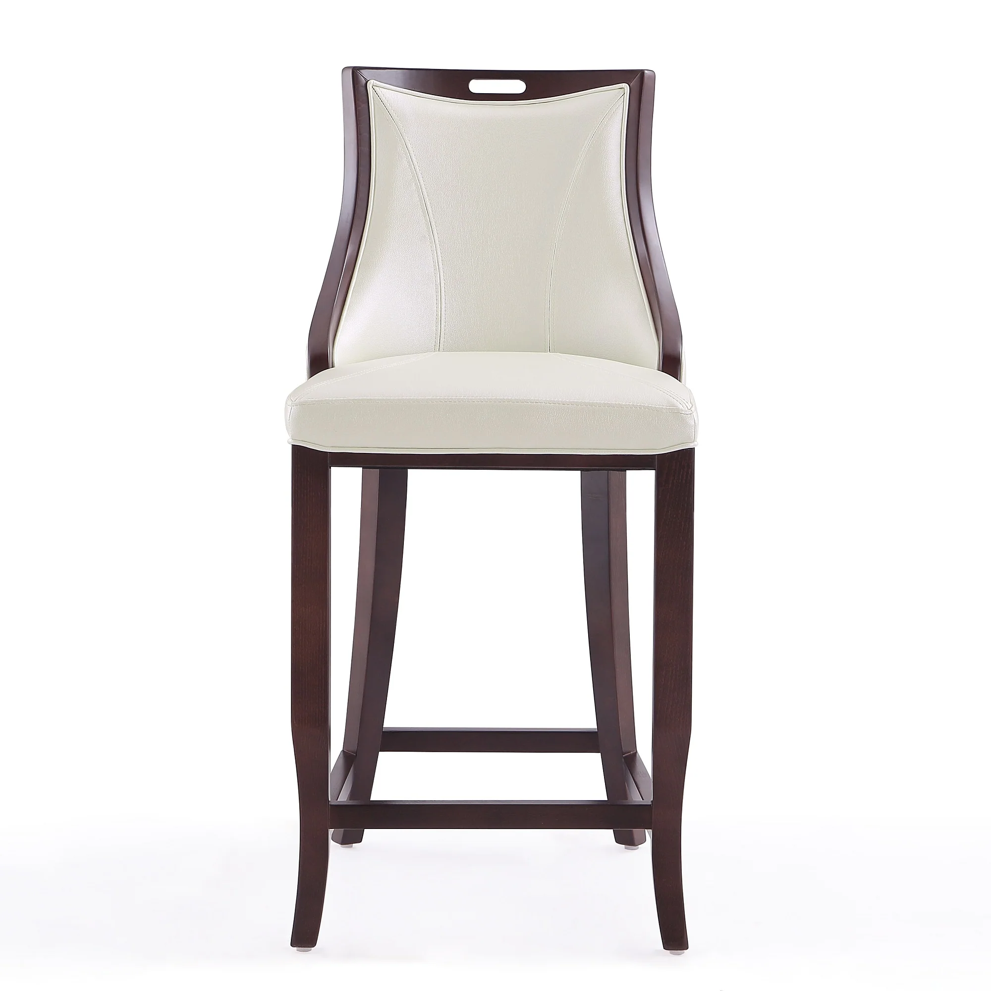 Emperor Bar Stool in Pearl White and Walnut - Image 4