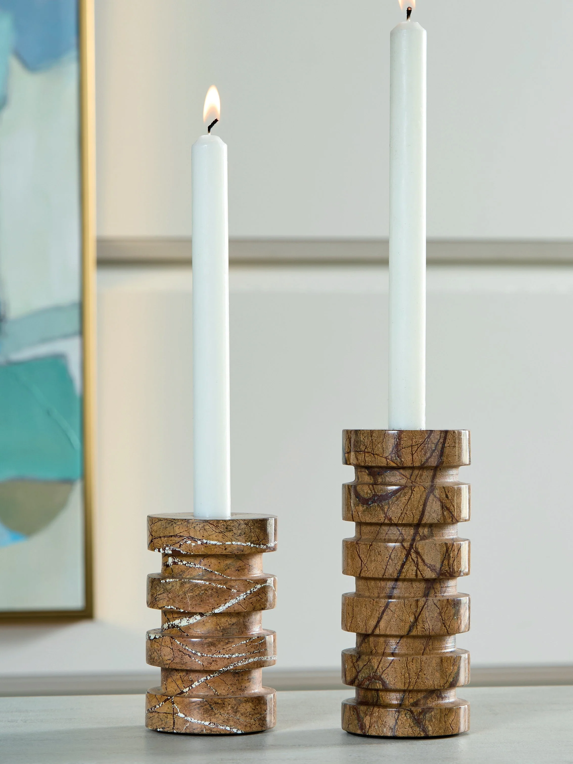 Emsleyfield Tan Candle Holder Set (Set of 2) (Online Special Price) - Image 2