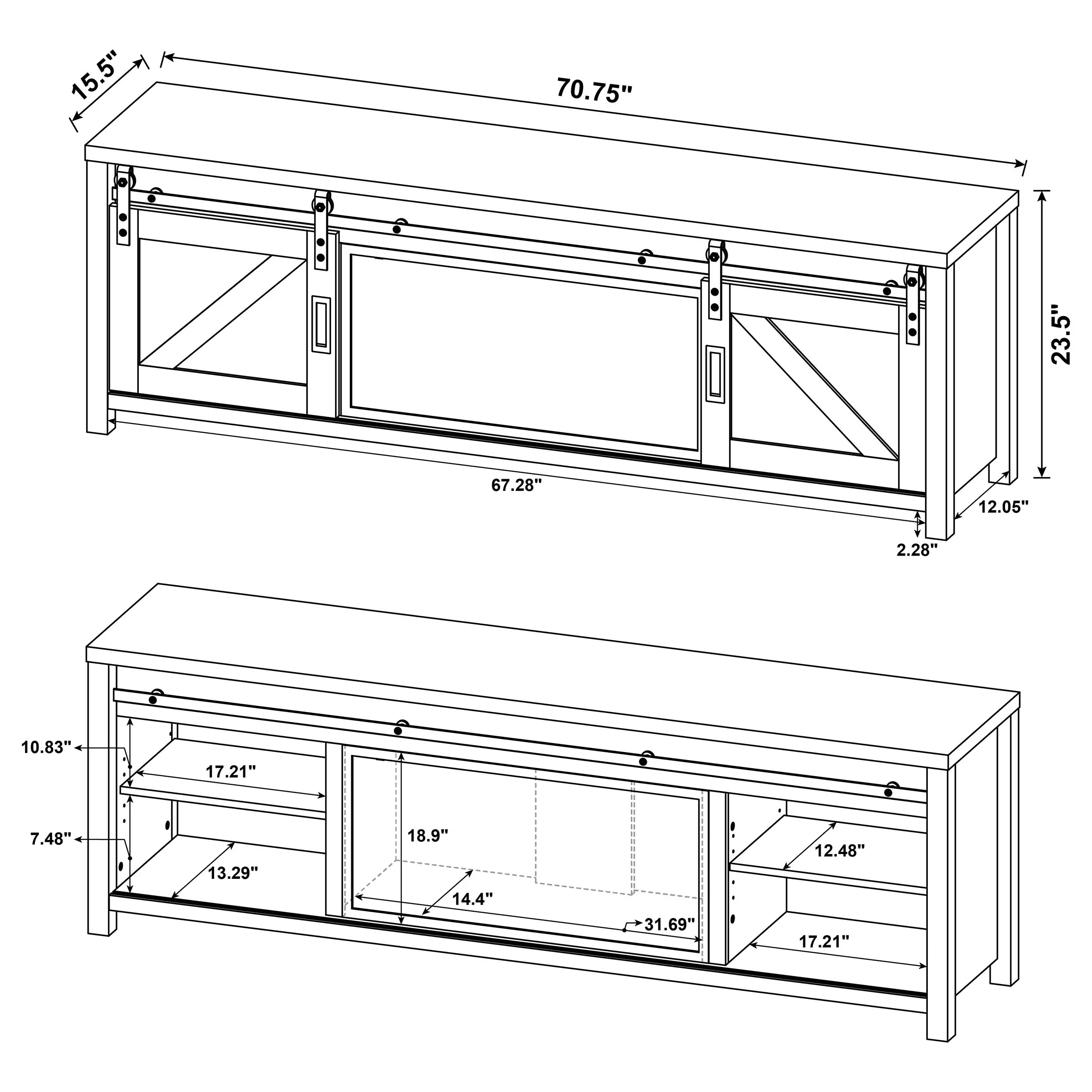 Enfield Dark Pine 71-inch TV Stand Fireplace Media Console - Image 15