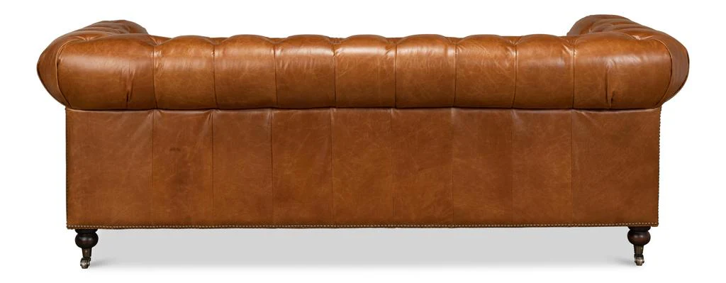 English Club Brown Tufted Sofa - Image 3