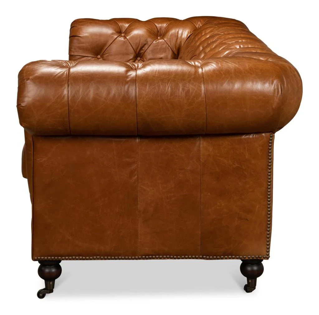 English Club Brown Tufted Sofa - Image 9