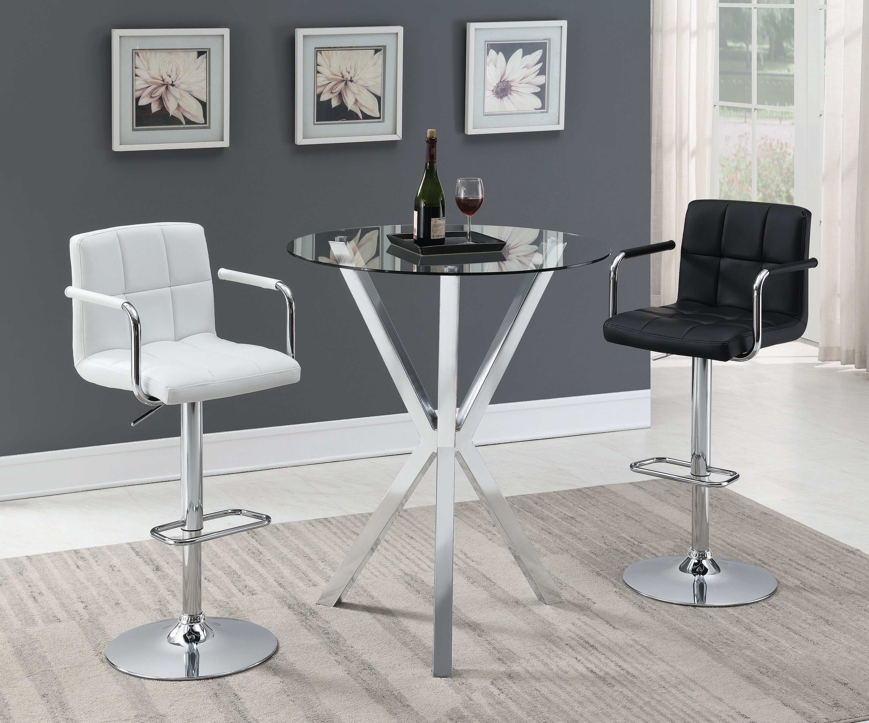 Eoin Chrome Round Glass Top Bar Table - Image 4