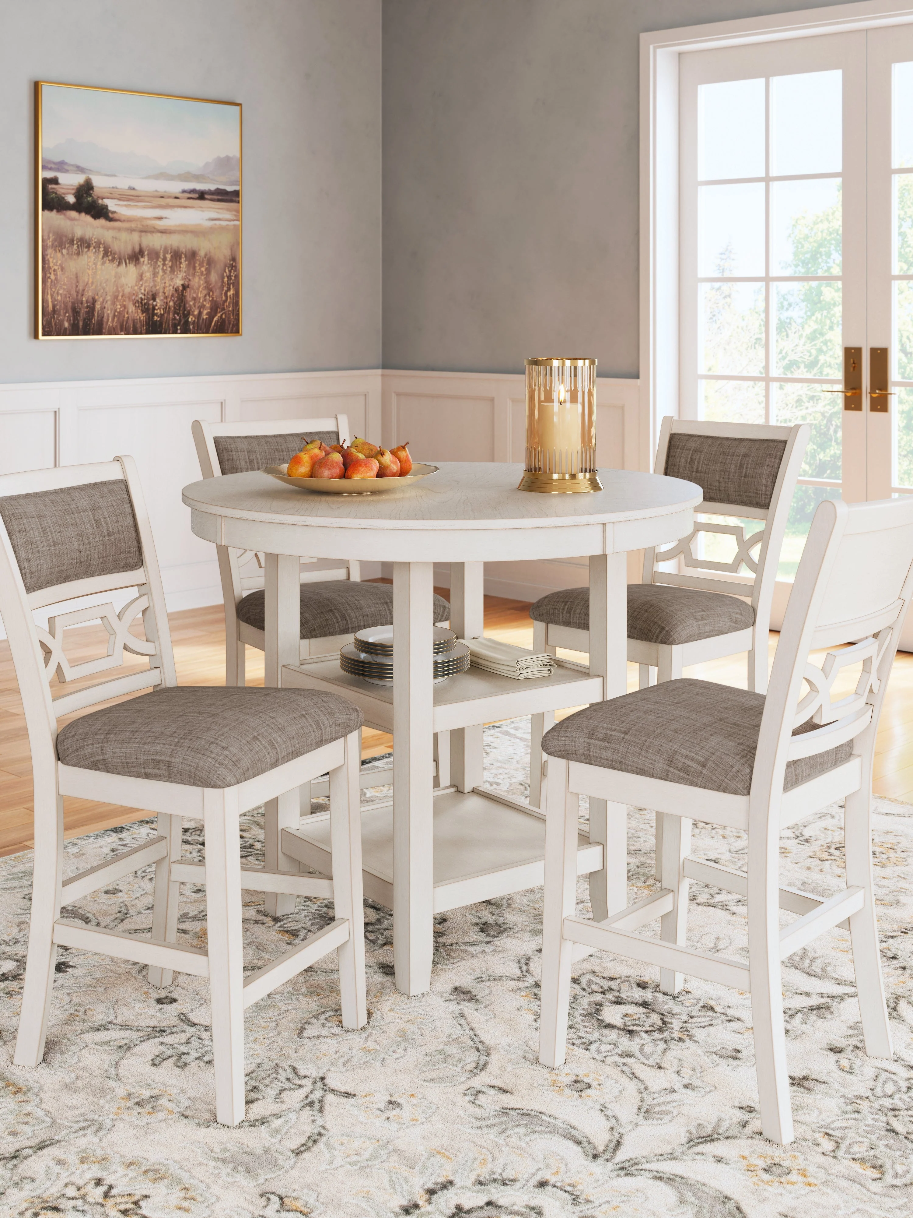 Erinberg Antique White 5 Pc. Counter Height Dining Room Set (Online Special Price) - Image 6