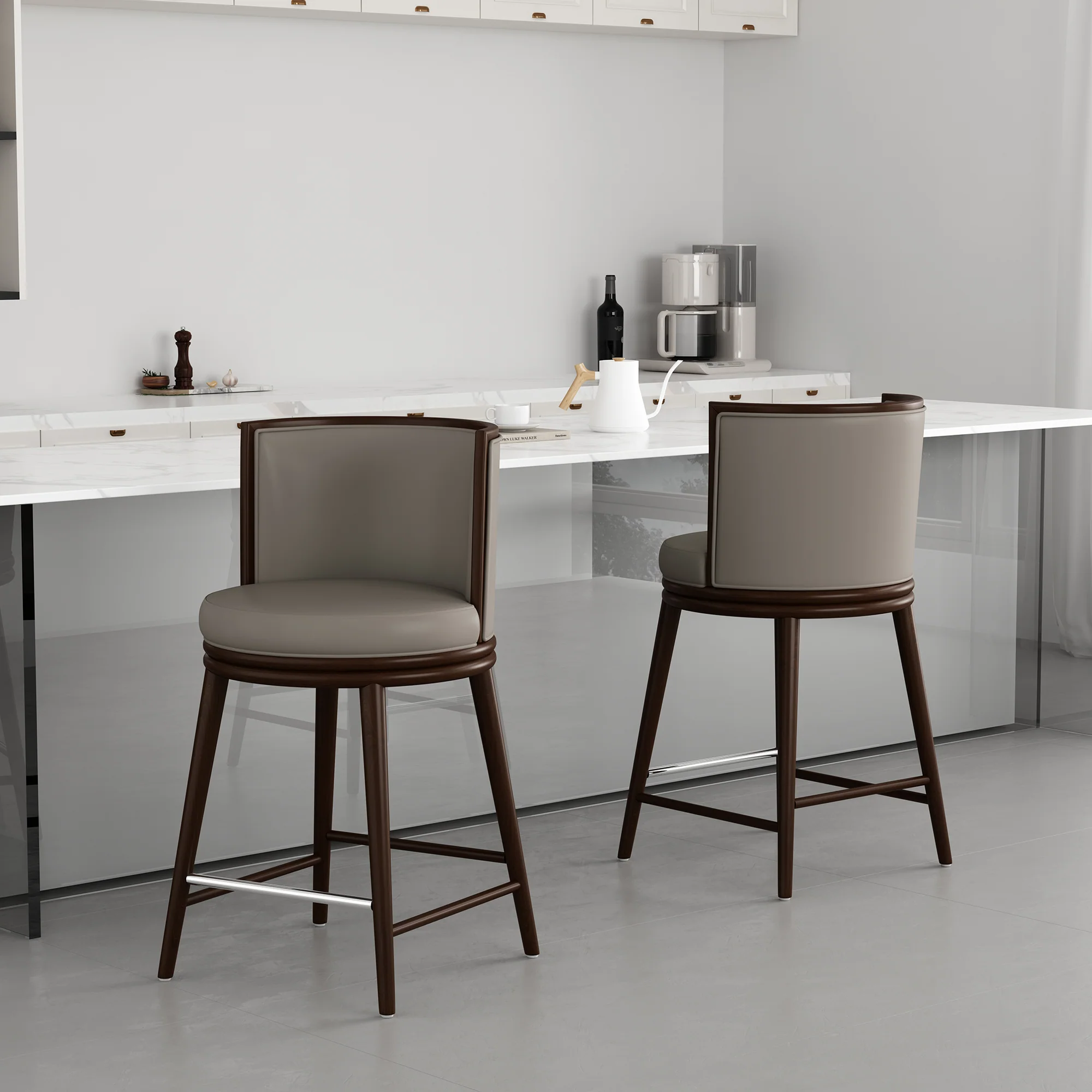Evalyn Counter Stool in Taupe (set of 2) - Image 2