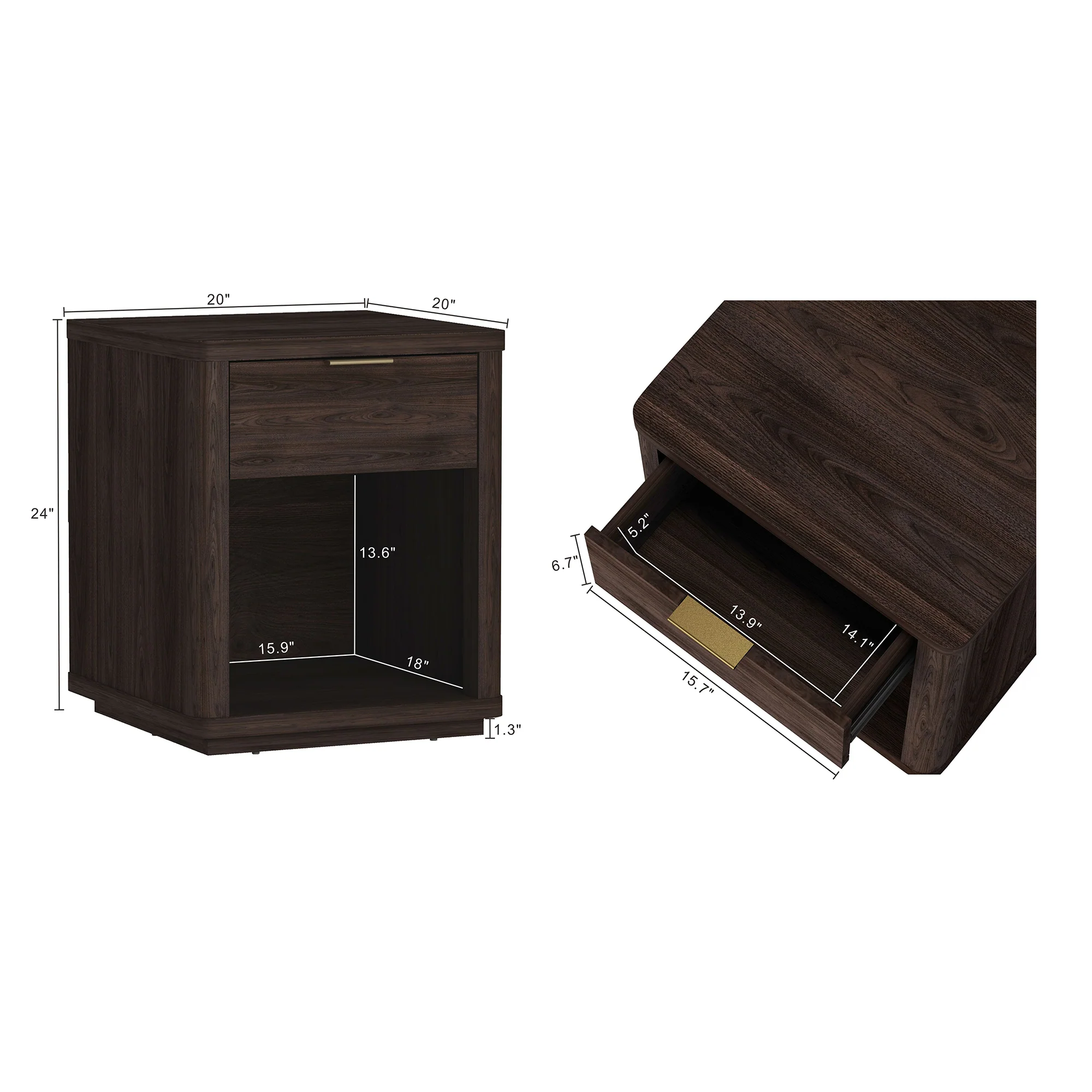 Evelyn Nightstand in Brown (set of 2) - Image 3
