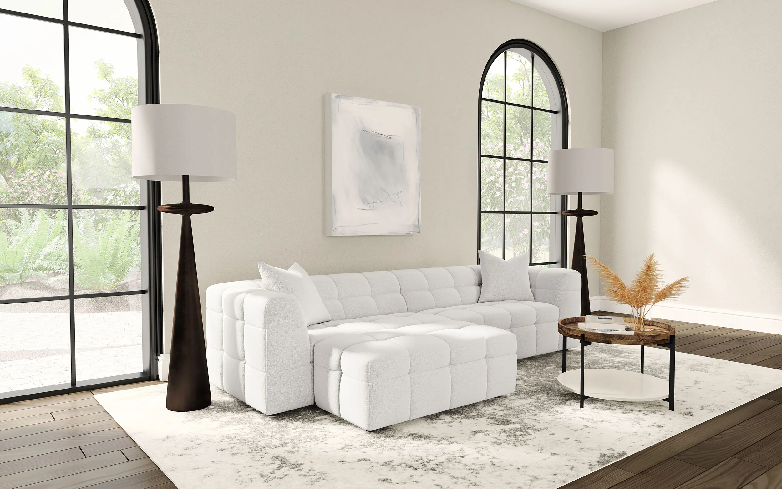 Everly Off White Ottoman - Image 8
