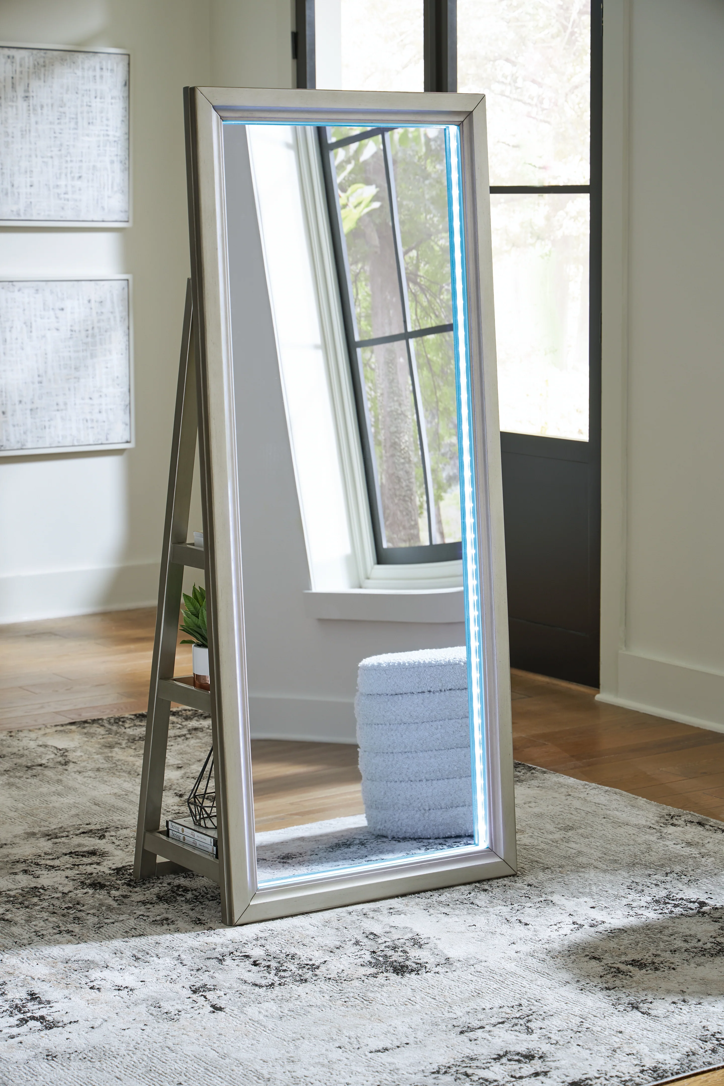 Evesen Champagne Floor Standing Mirror/Storage - Image 8
