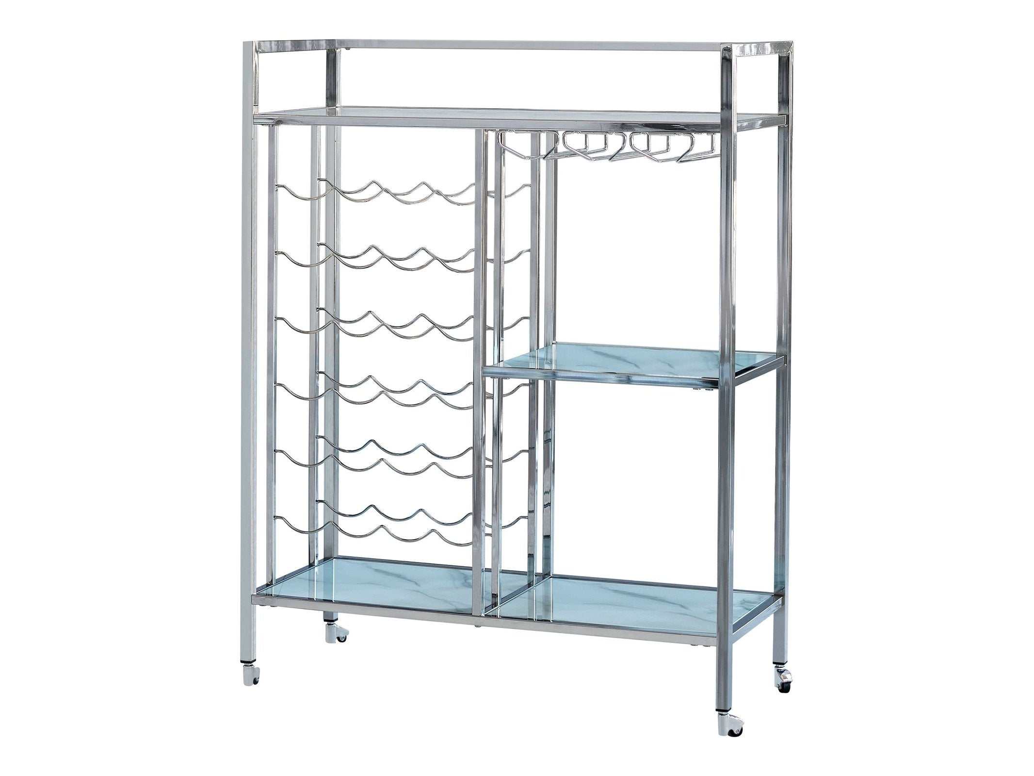 Evie Chrome Serving Cart w/ Casters