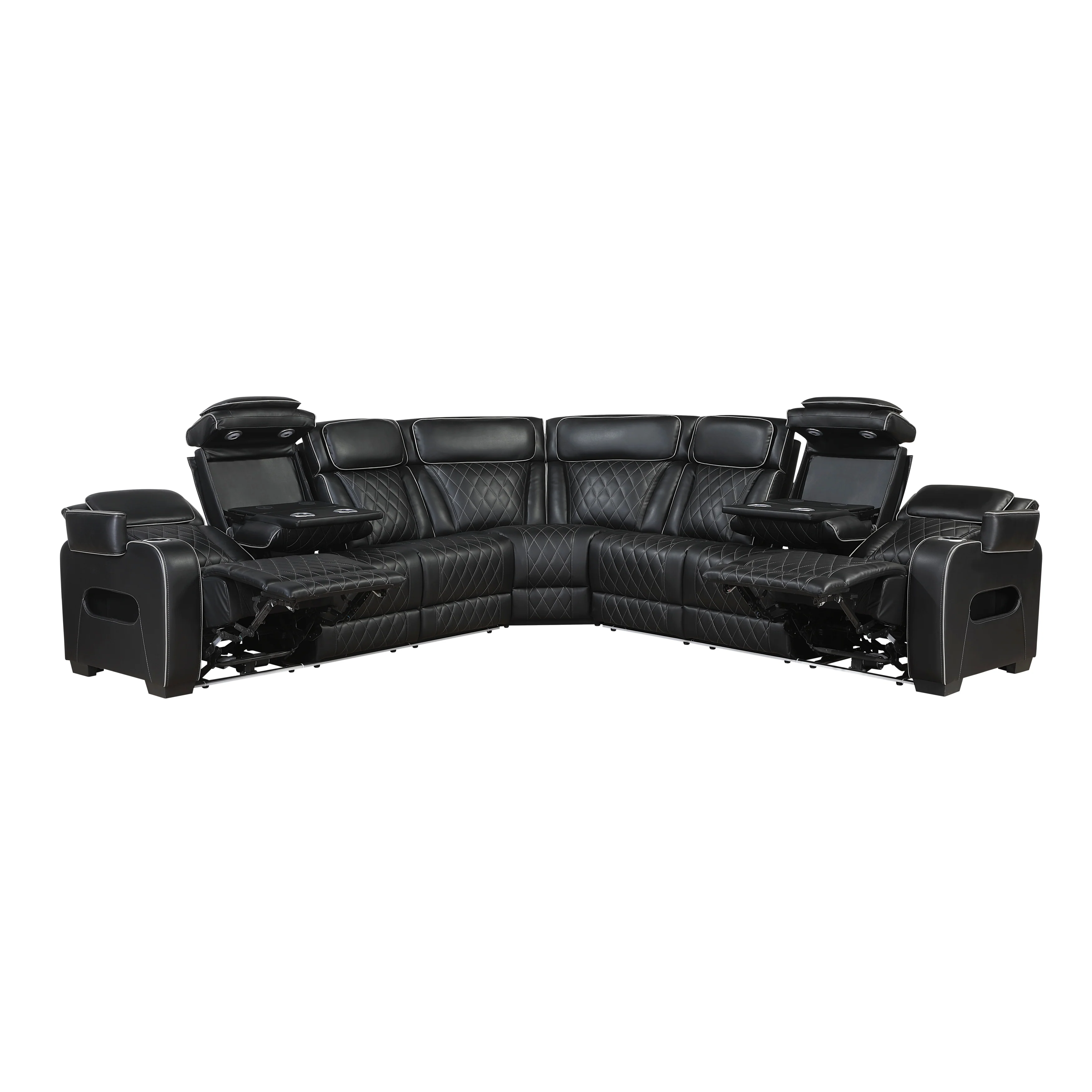 Fairway Black 3-Piece Power Reclining Sectional - Image 4